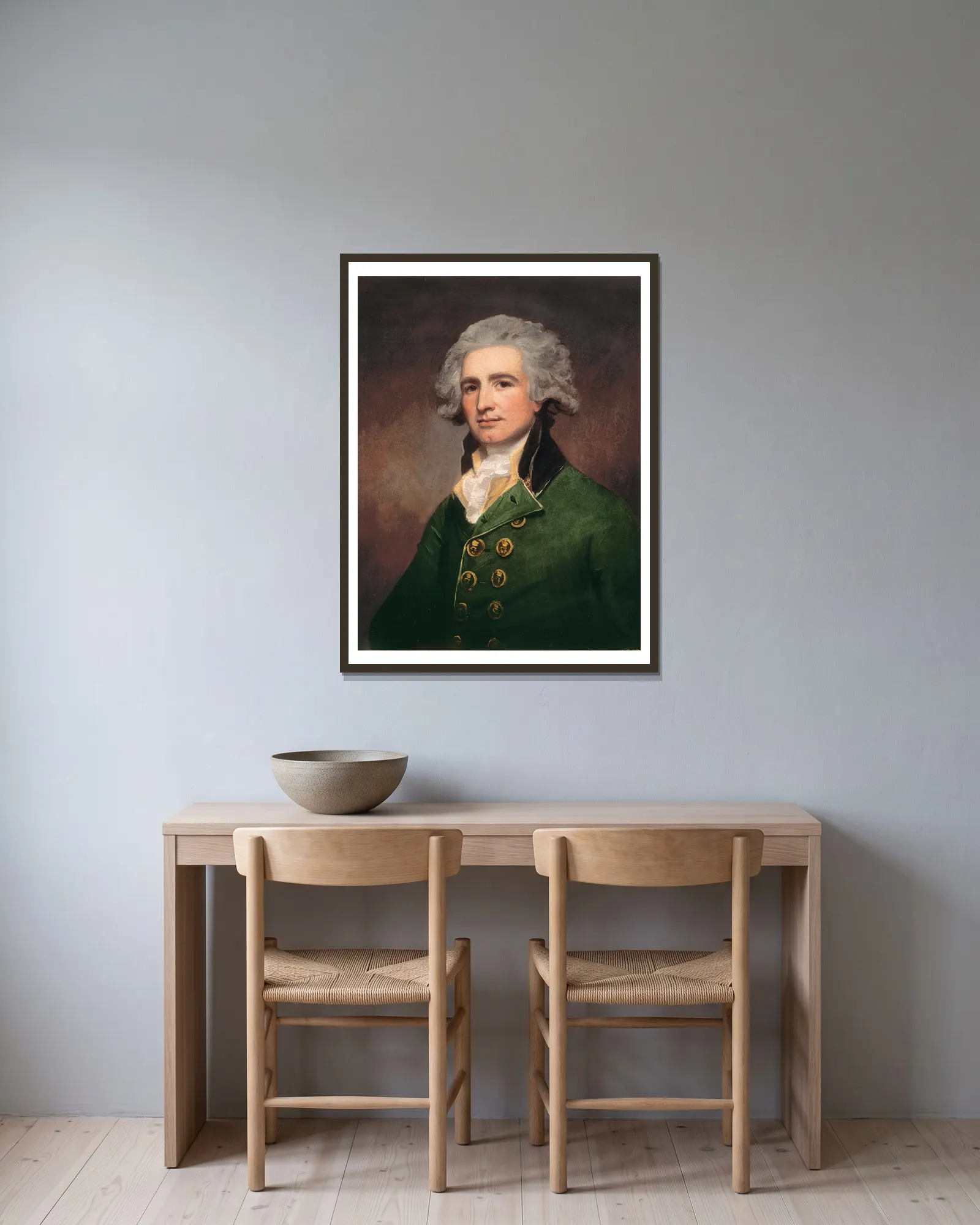 Colonel Robert Abercrombie av George Romney inramad på en vägg