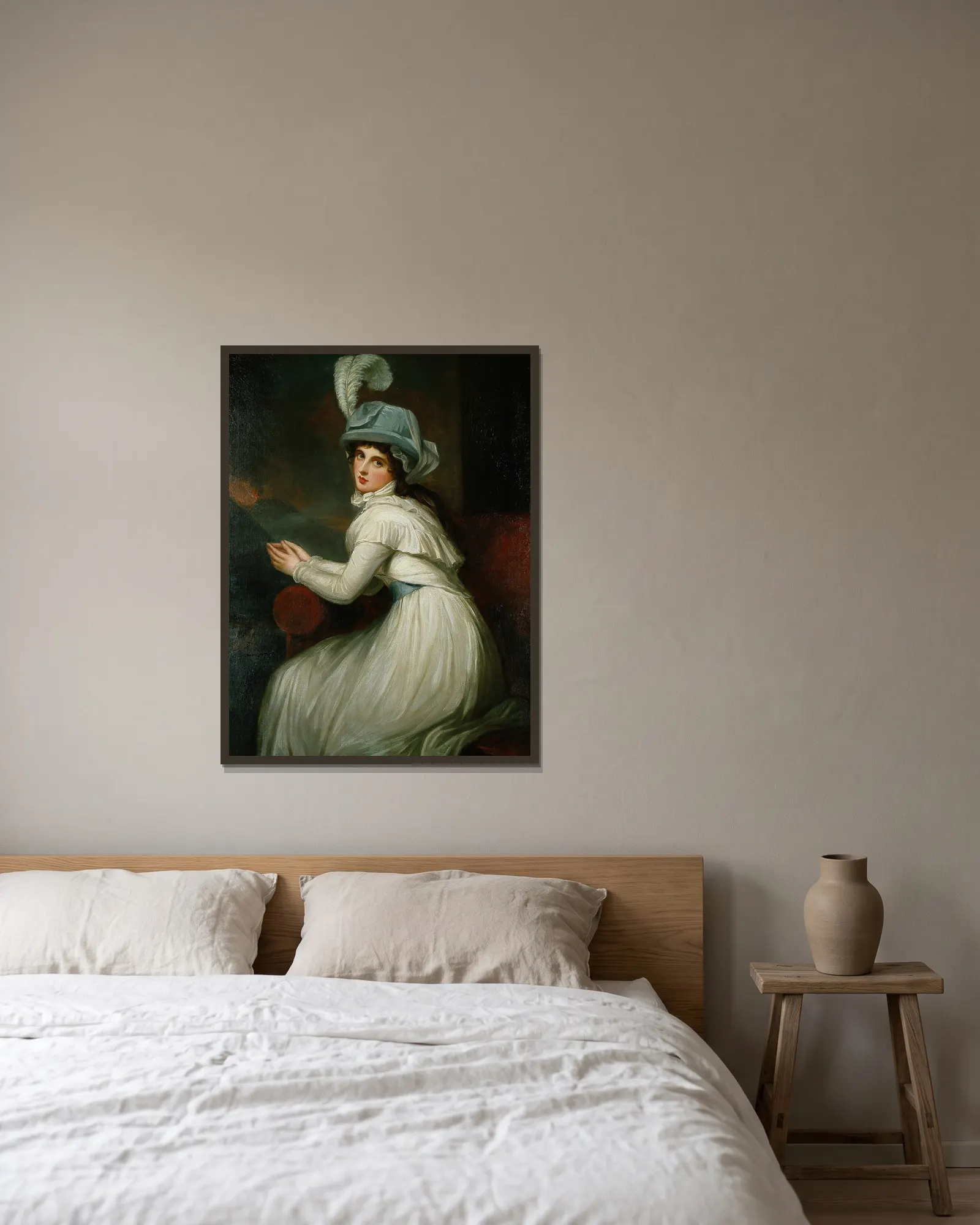 Lady Hamilton av George Romney inramad på en vägg