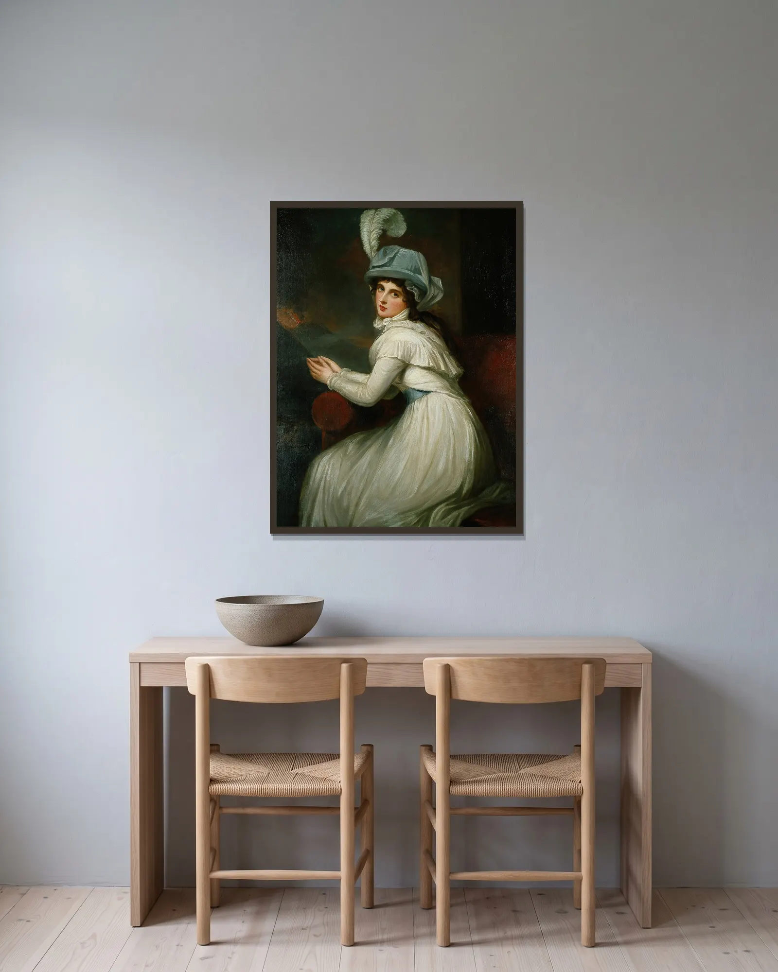 Lady Hamilton av George Romney inramad på en vägg