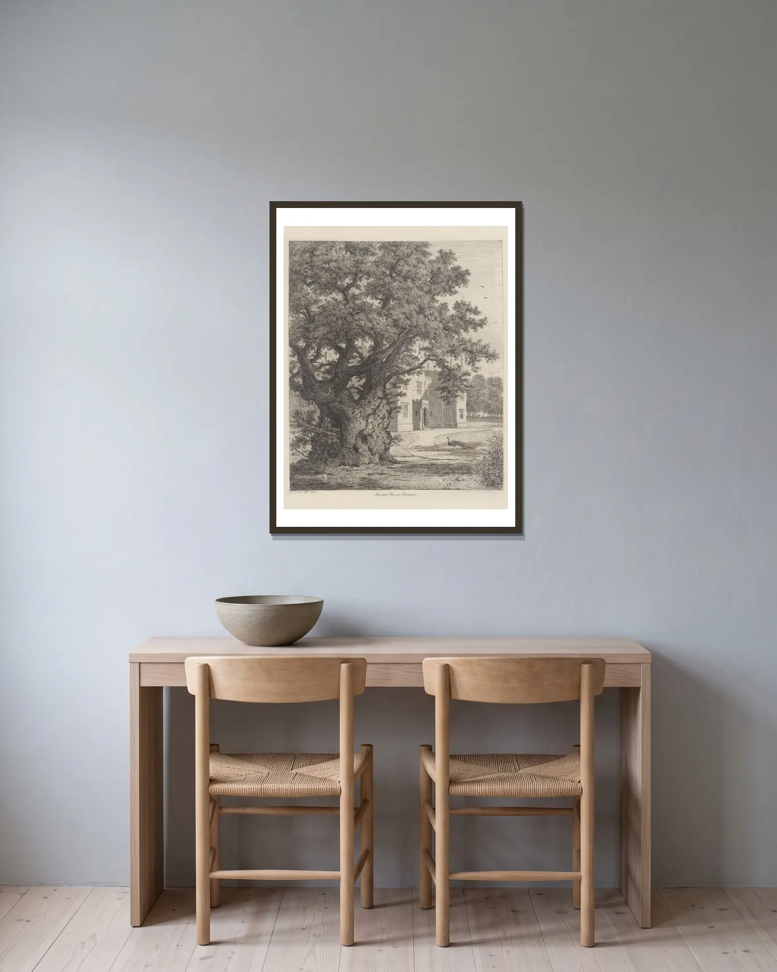 Elm at Checquers av Jacob George Strutt inramad på en vägg