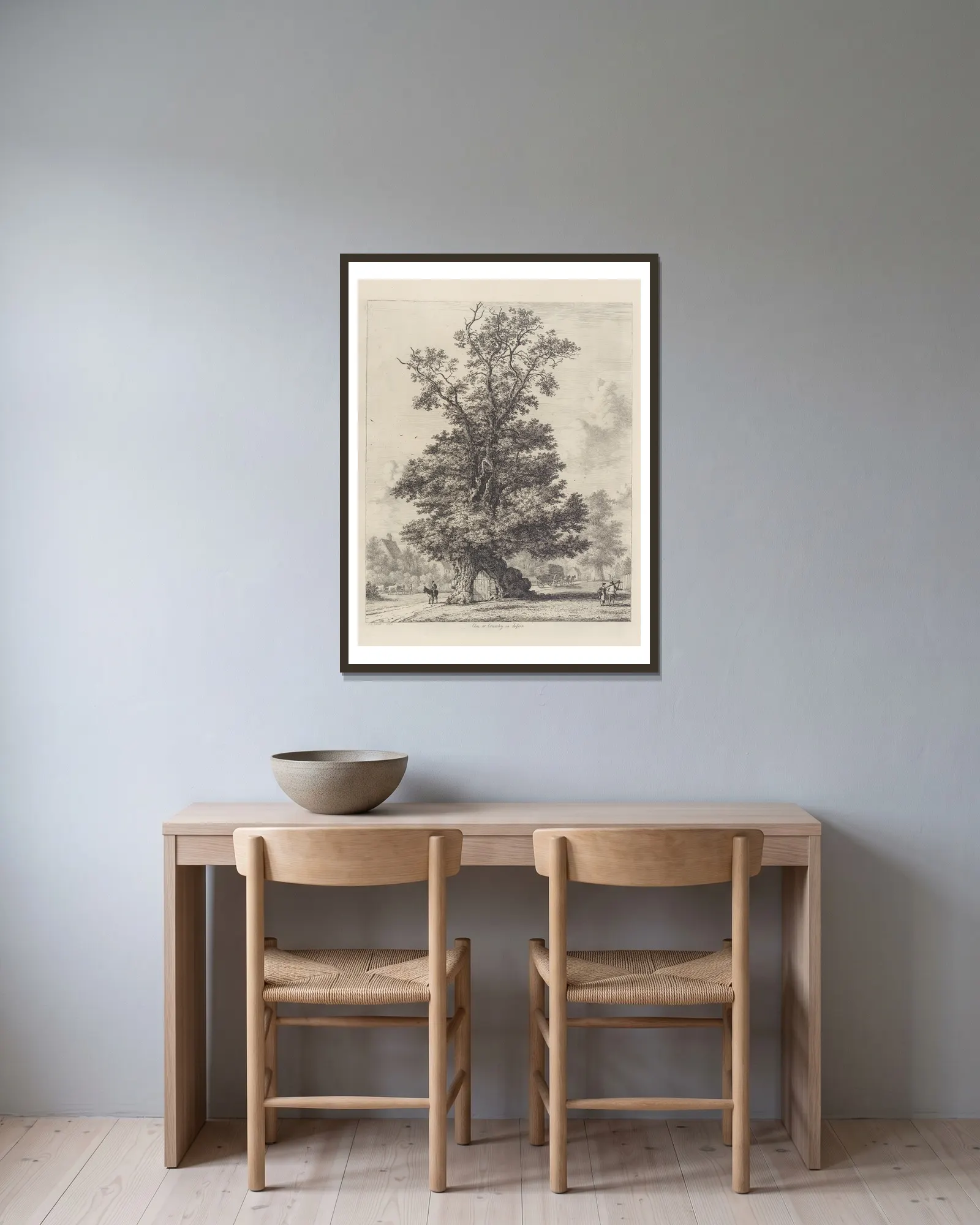 The Crawley Elm av Jacob George Strutt inramad på en vägg