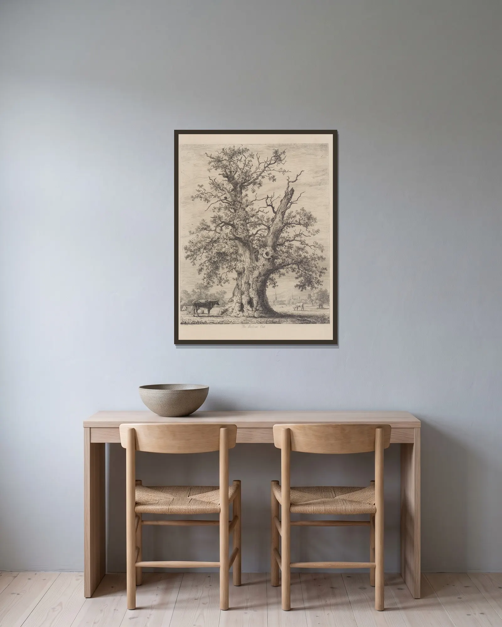 The Shelton Oak av Jacob George Strutt inramad på en vägg