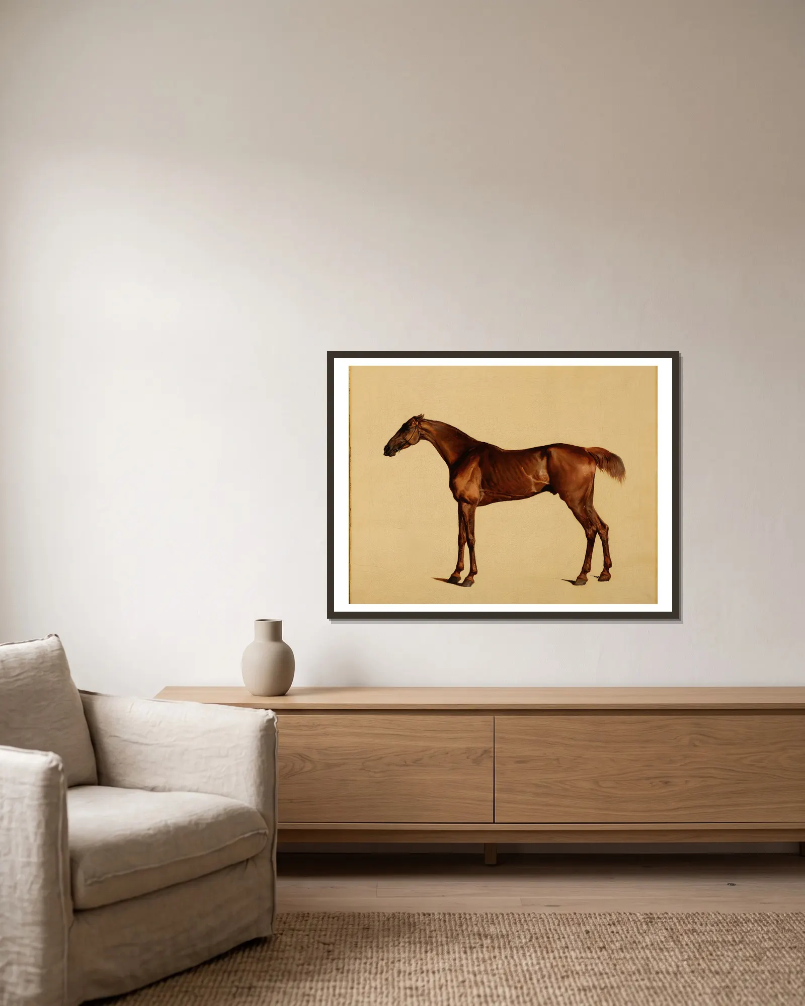 Pangloss av George Stubbs inramad på en vägg