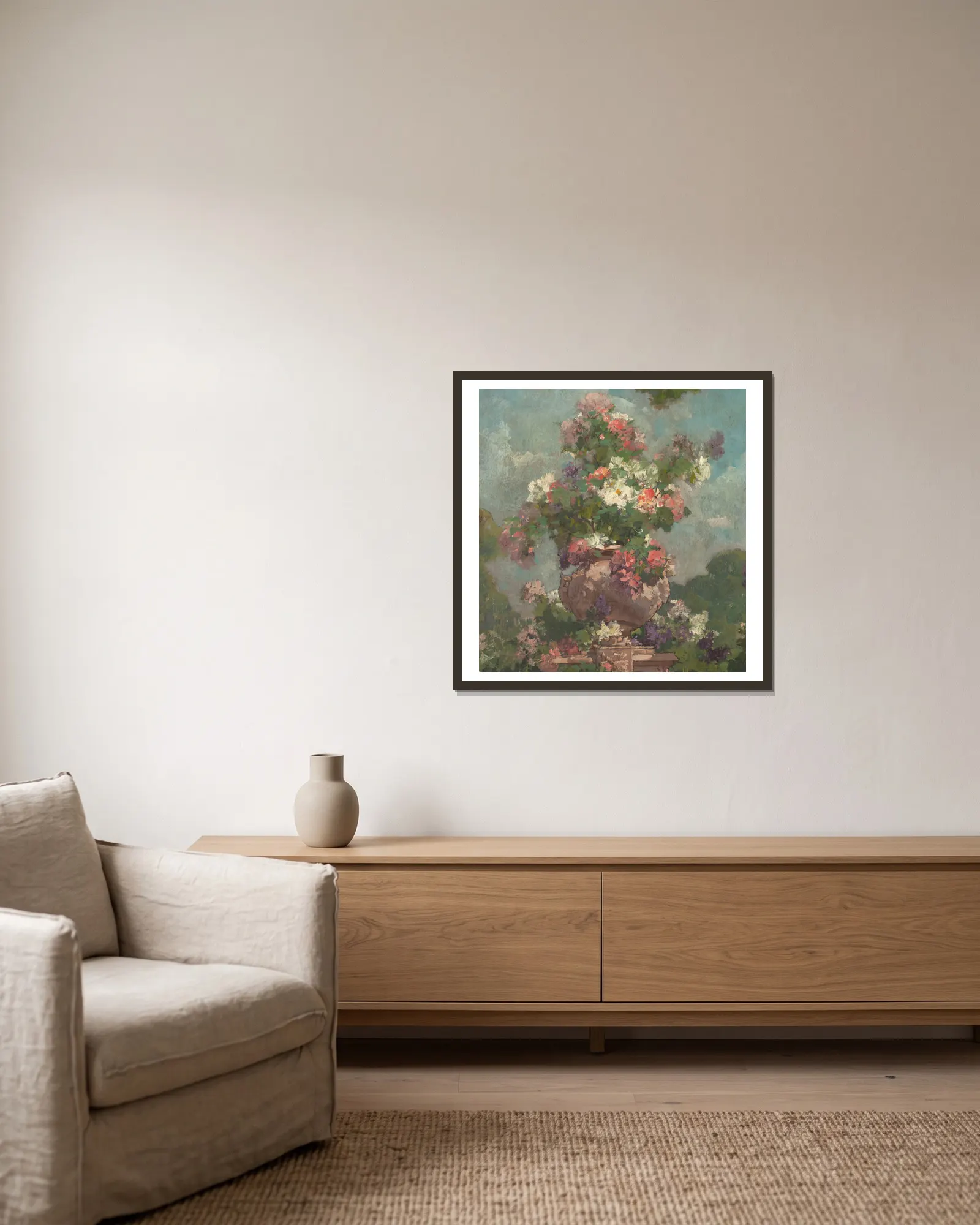 Fleurs av Georges Jeannin inramad på en vägg