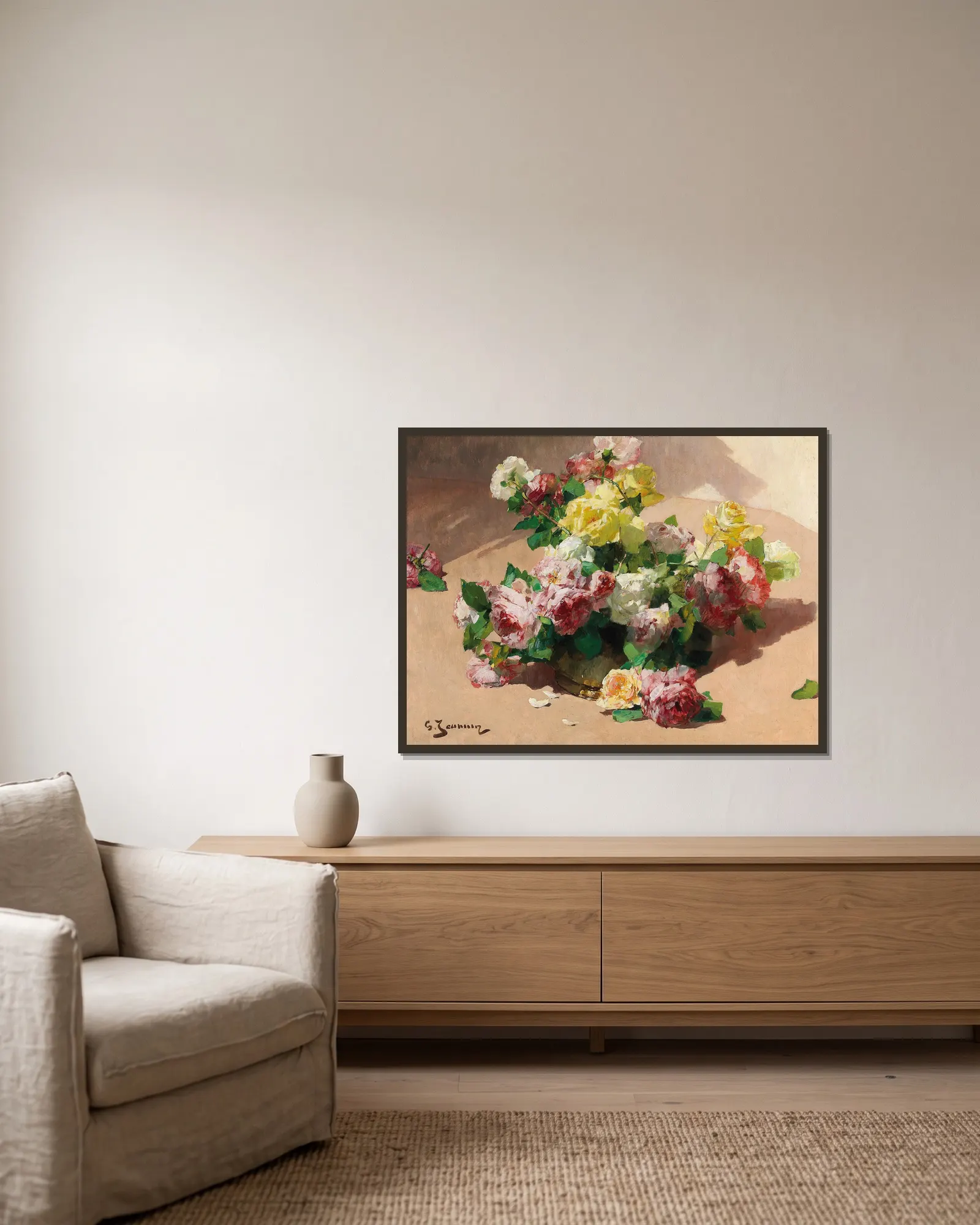 Roses av Georges Jeannin inramad på en vägg