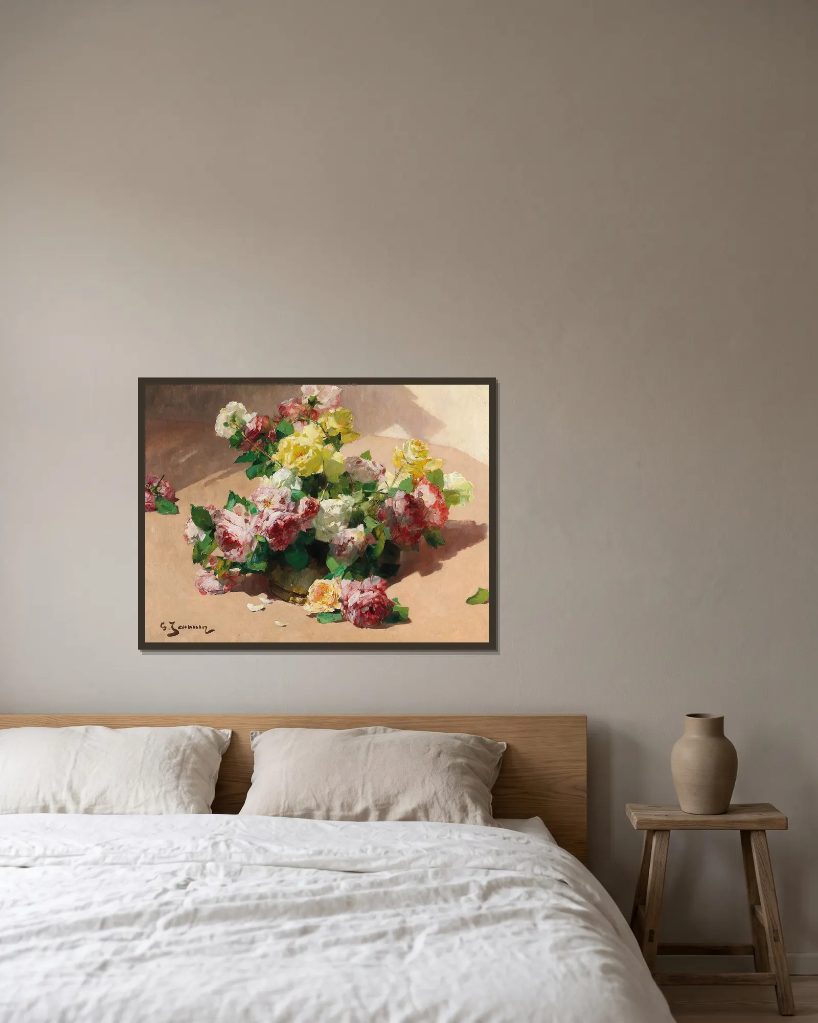 Roses av Georges Jeannin inramad på en vägg