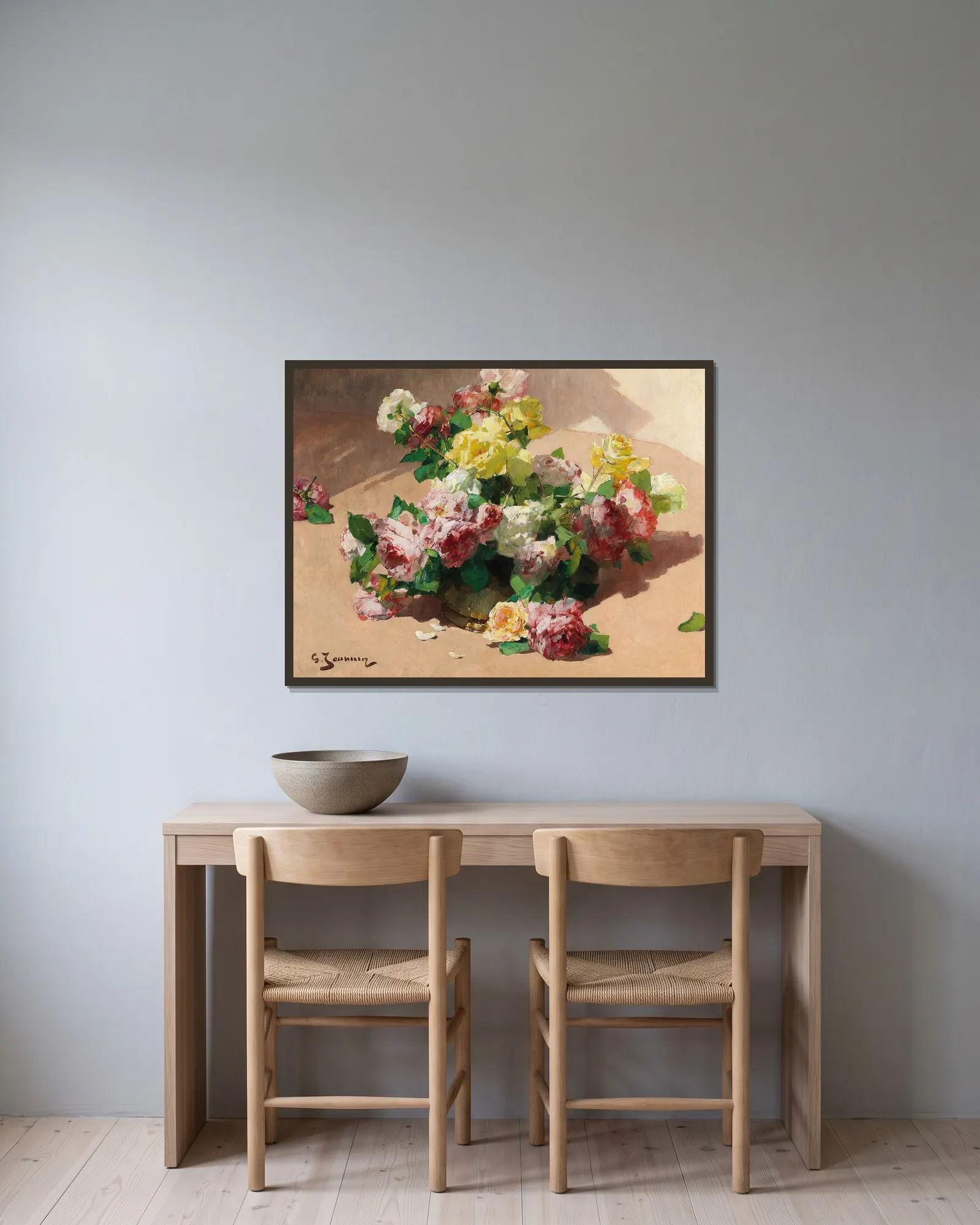 Roses av Georges Jeannin inramad på en vägg