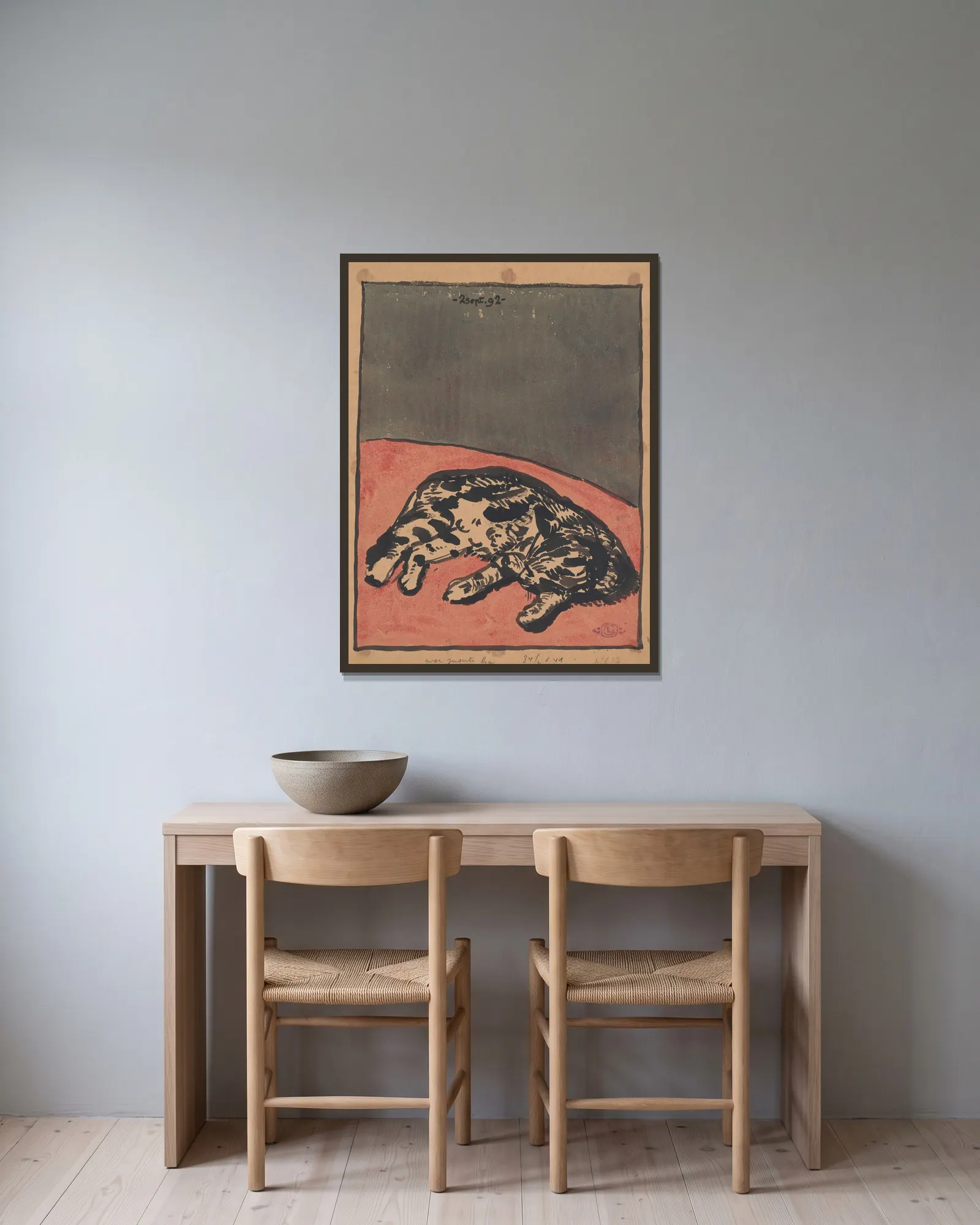 Cat av Georges Lemmen inramad på en vägg