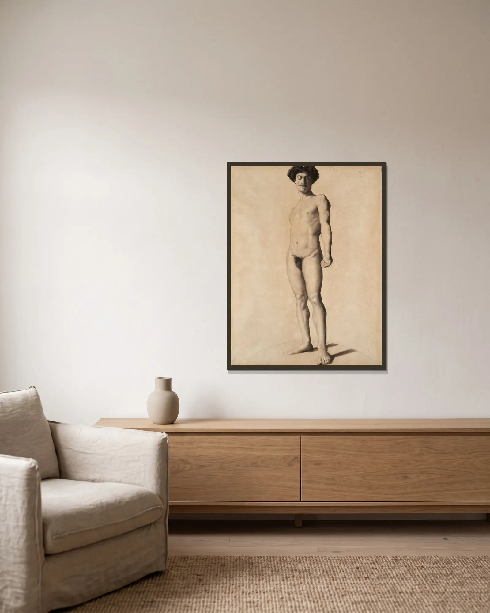 Académie av Georges Seurat inramad på en vägg