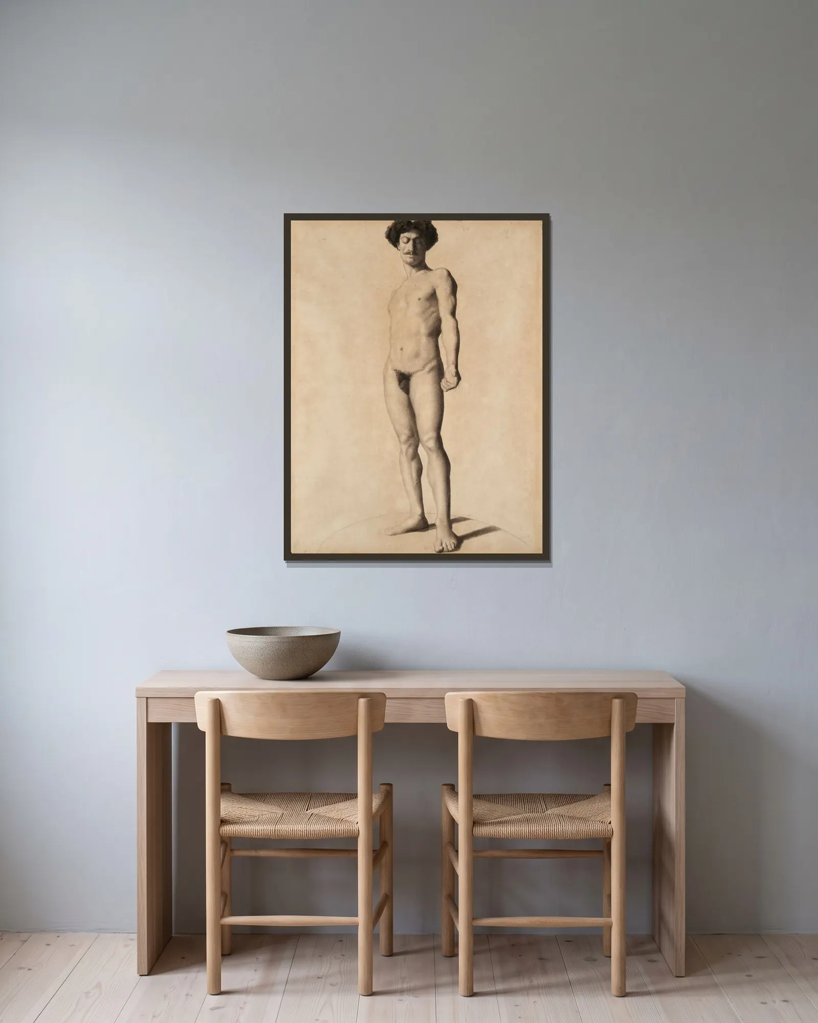 Académie av Georges Seurat inramad på en vägg