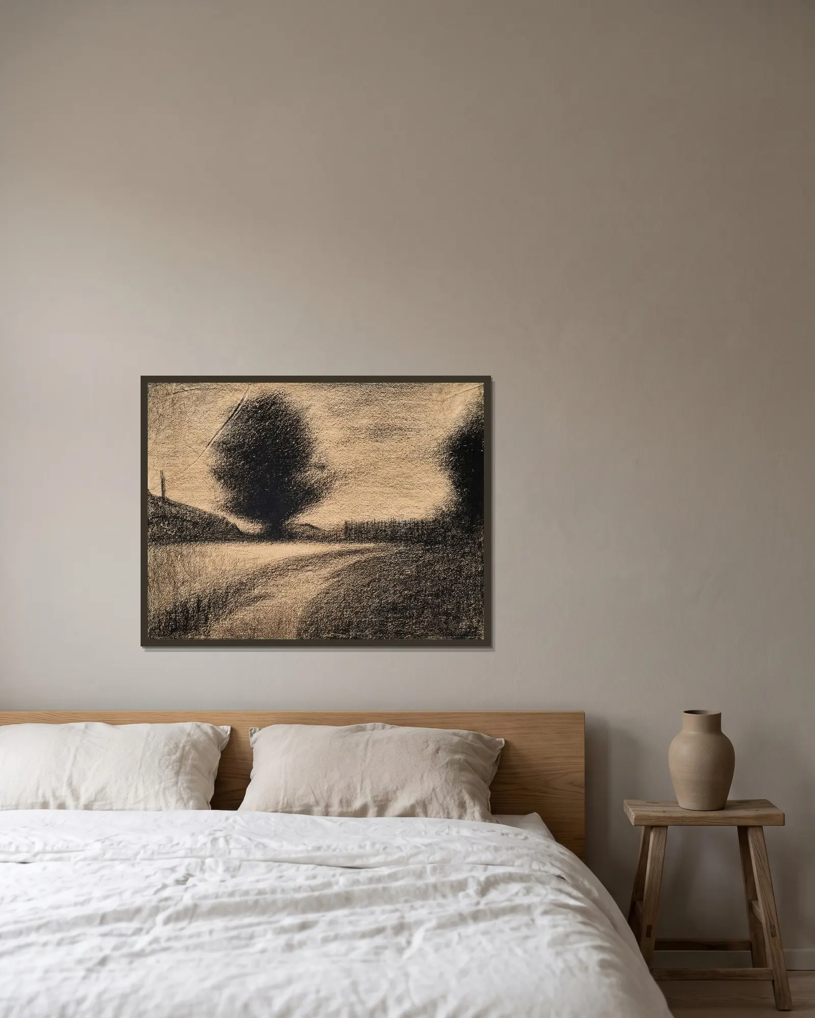 Arbre et route av Georges Seurat inramad på en vägg