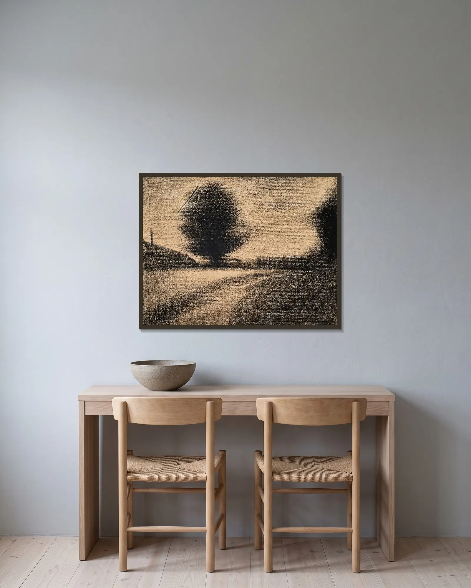 Arbre et route av Georges Seurat inramad på en vägg