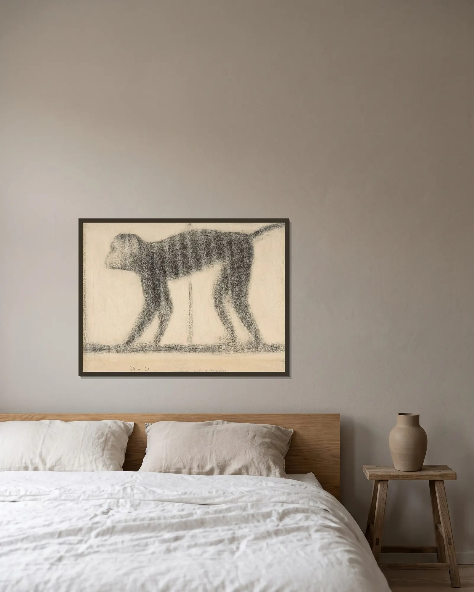 Monkey av Georges Seurat inramad på en vägg