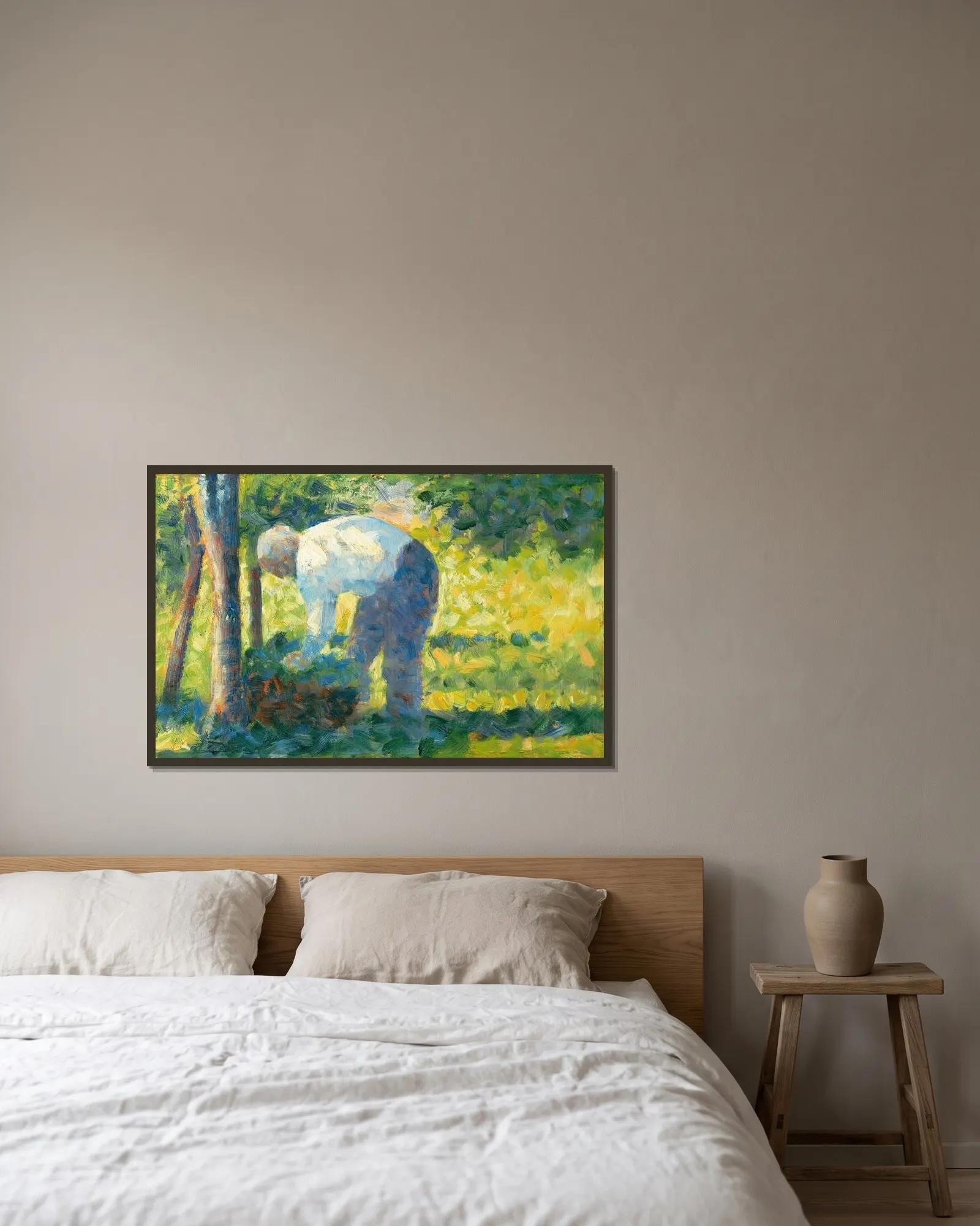 The Gardener av Georges Seurat inramad på en vägg