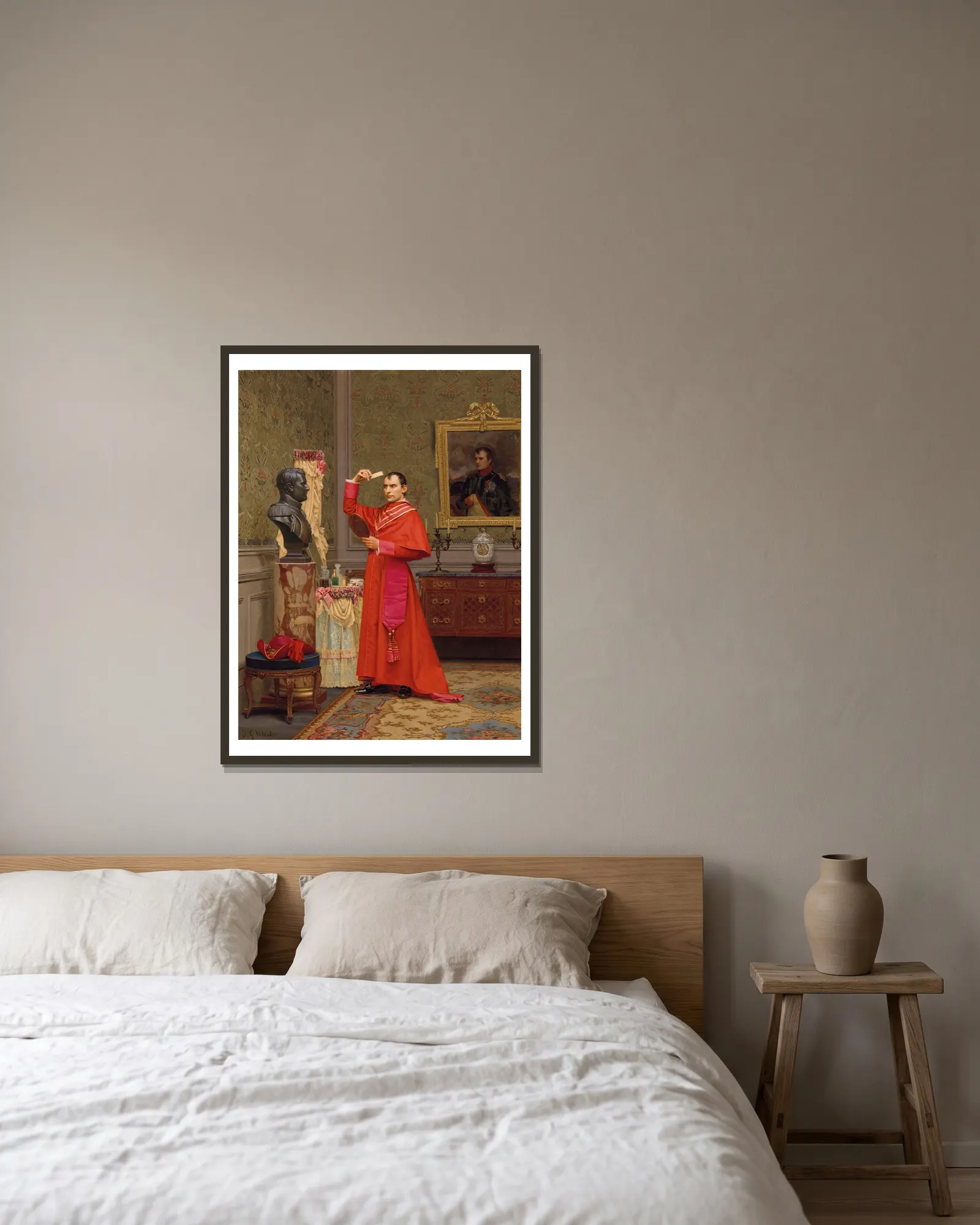 La Comparaison av Jehan Georges Vibert inramad på en vägg