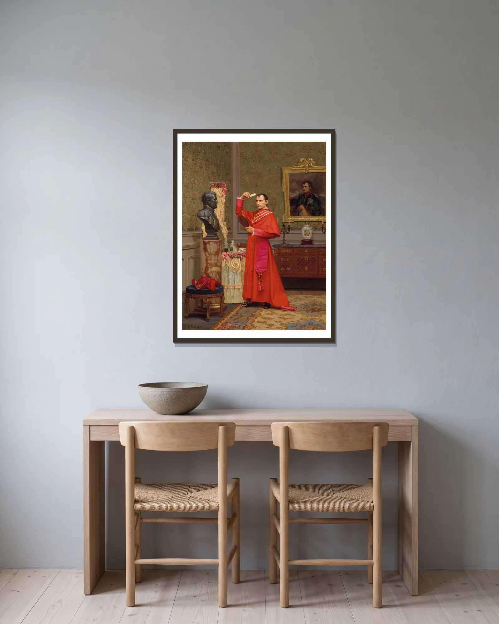 La Comparaison av Jehan Georges Vibert inramad på en vägg
