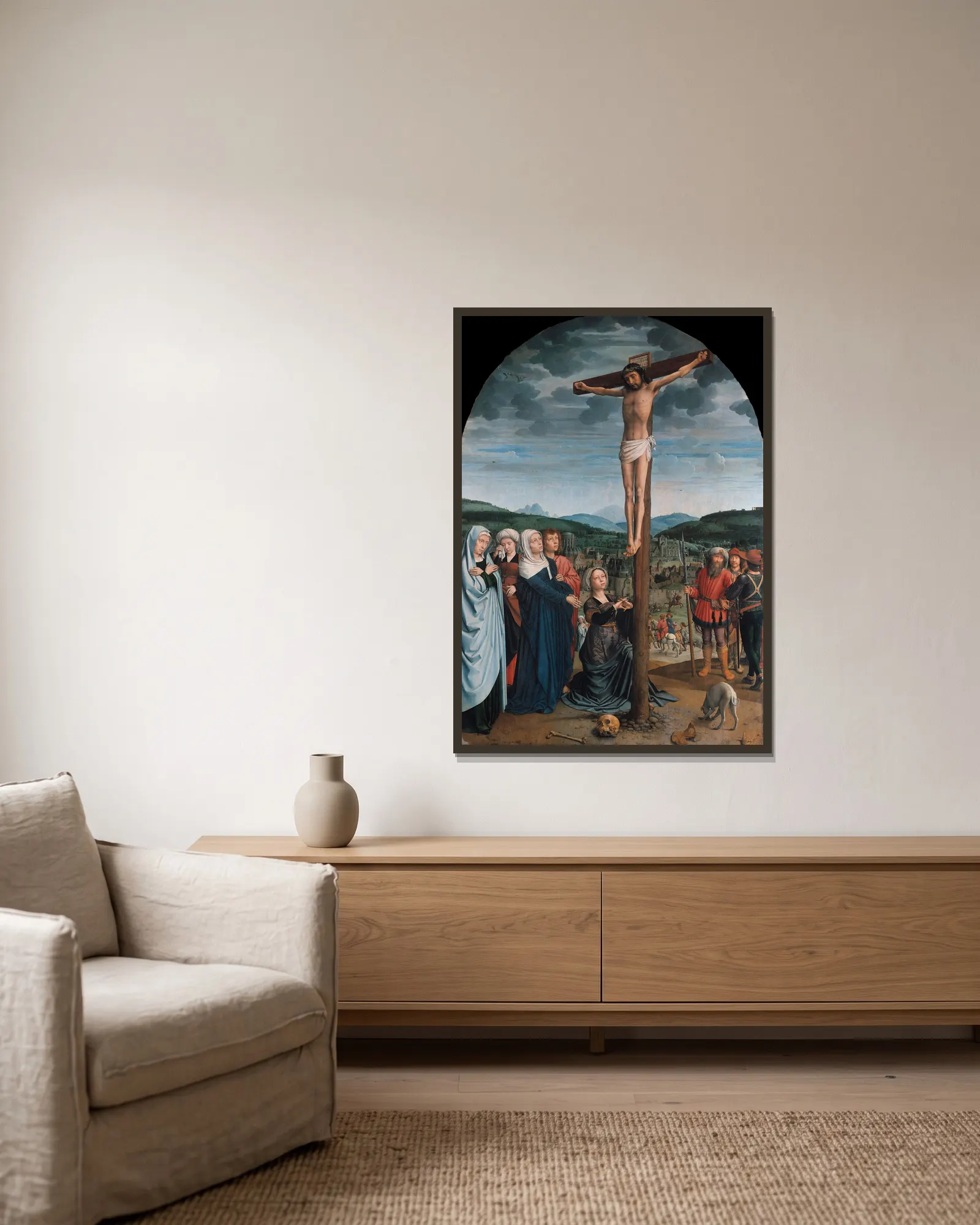 Christ on the Cross av Gerard David inramad på en vägg