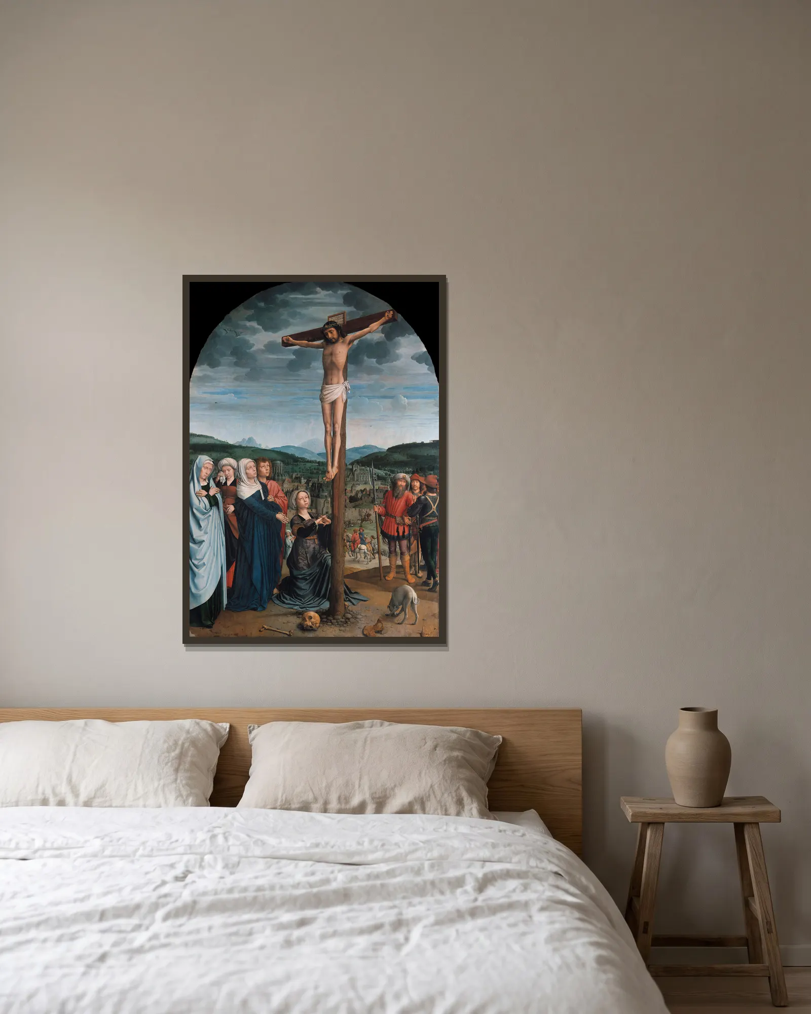 Christ on the Cross av Gerard David inramad på en vägg