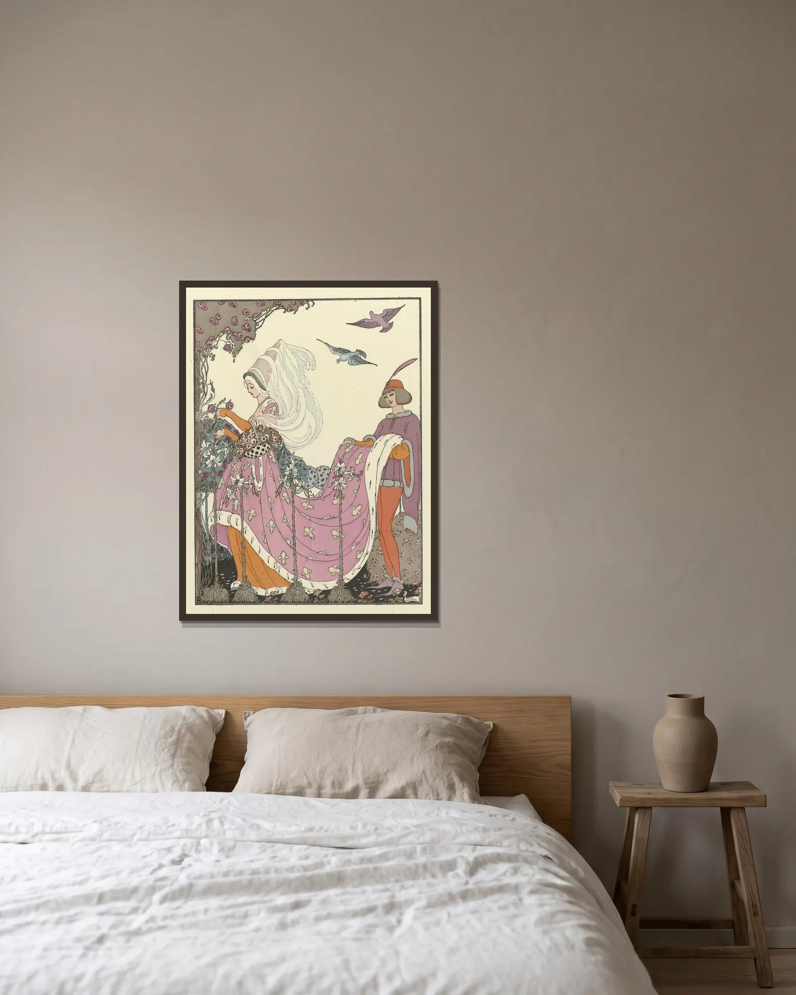 La jolie Cueillette av Gerda Wegener inramad på en vägg
