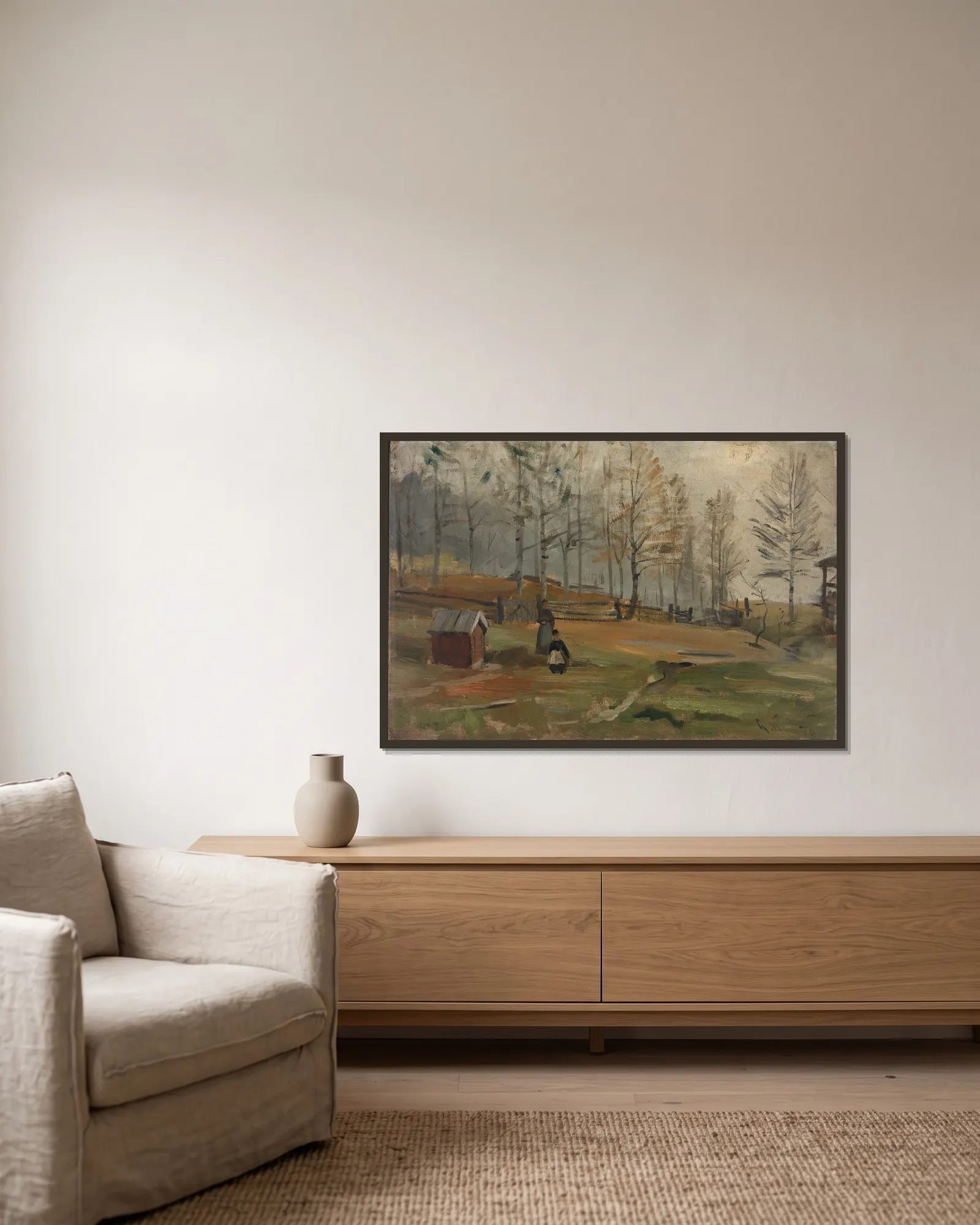 Autumn av Gerhard Munthe inramad på en vägg