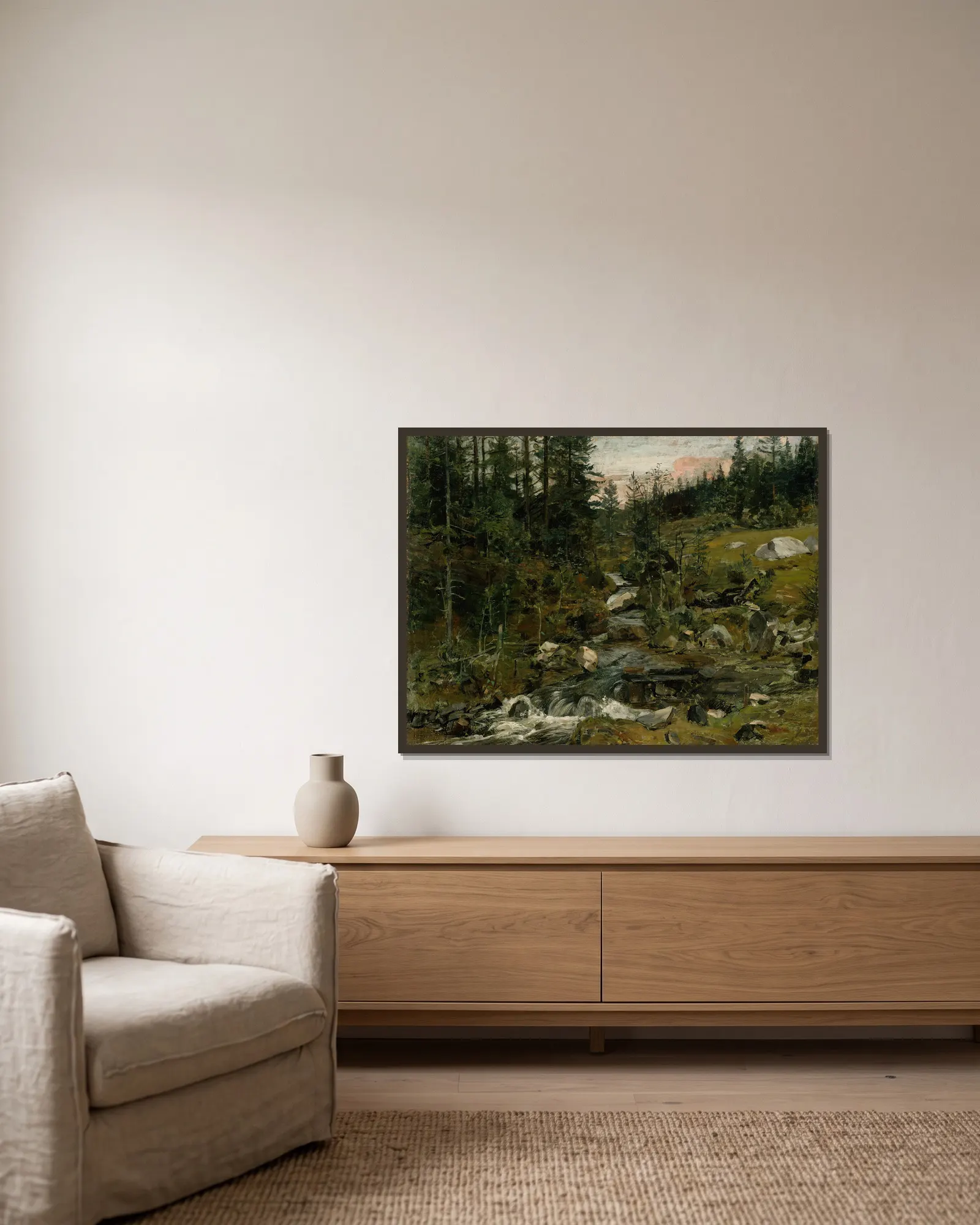 Brook at Øylo av Gerhard Munthe inramad på en vägg