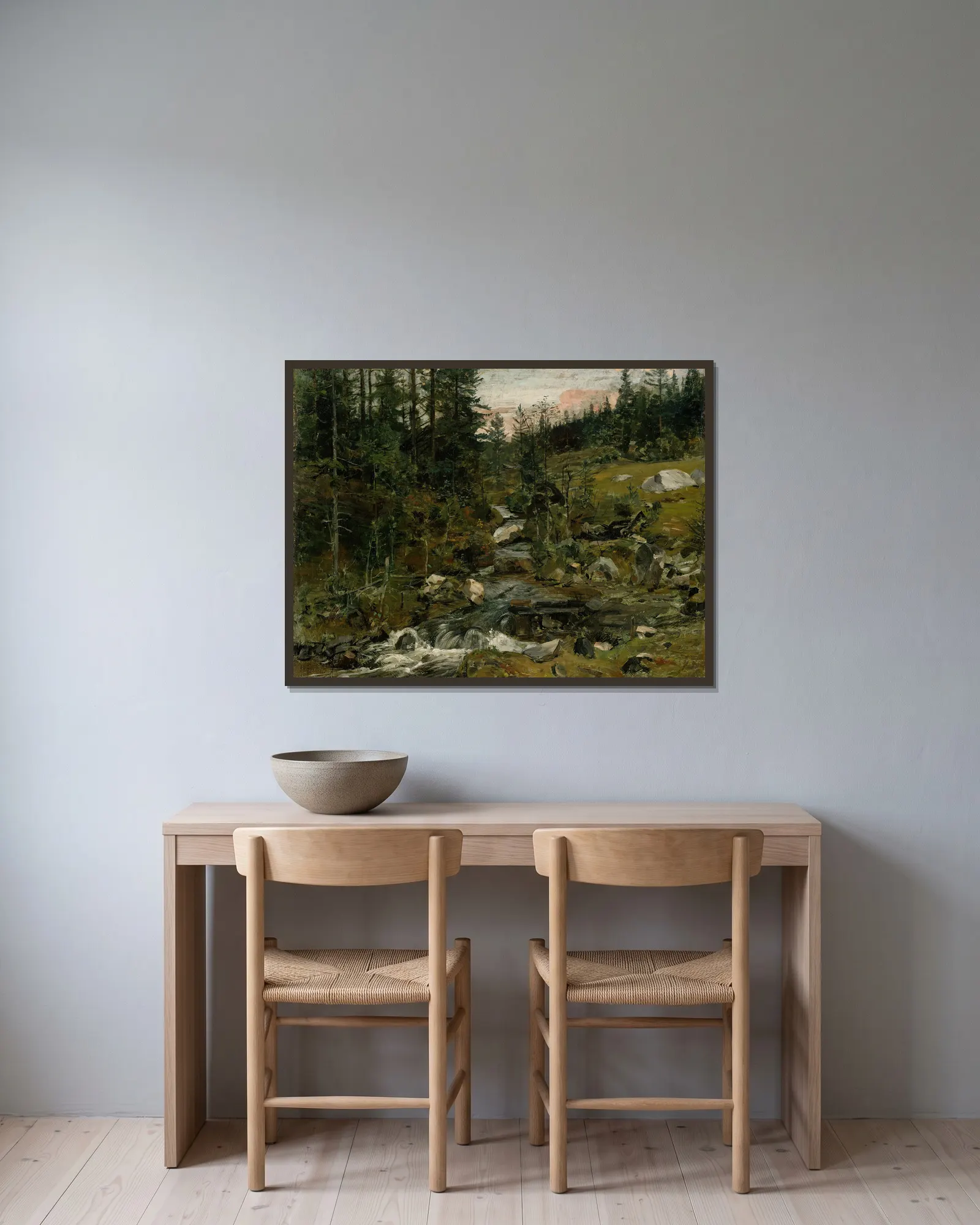 Brook at Øylo av Gerhard Munthe inramad på en vägg