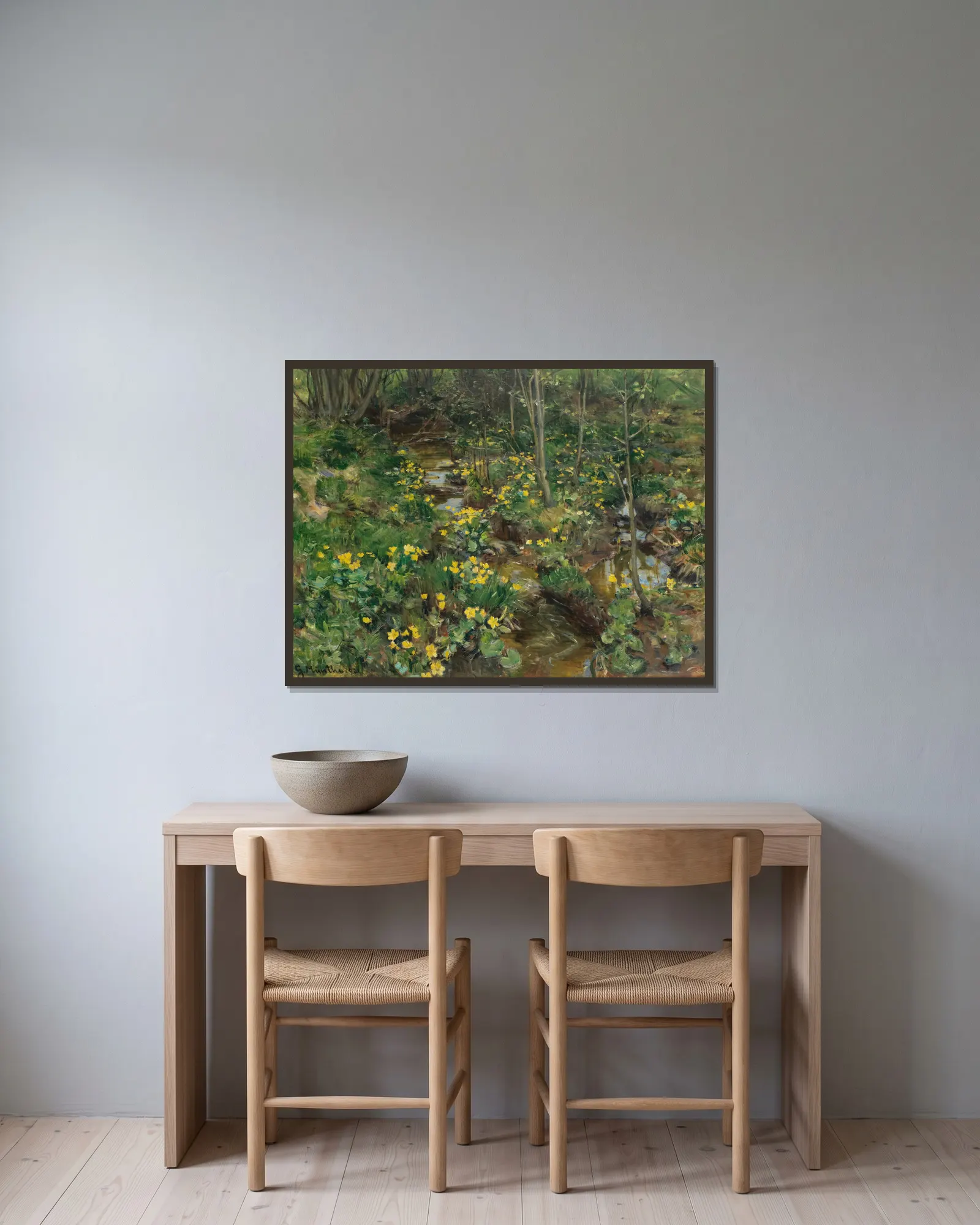 Norwegian Marigolds av Gerhard Munthe inramad på en vägg