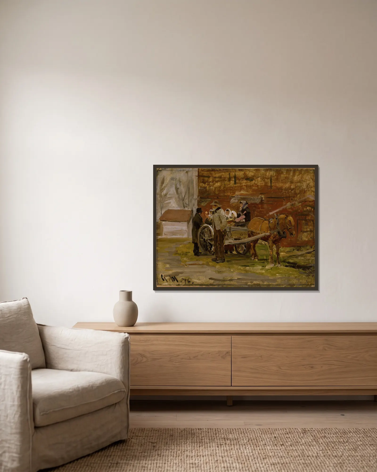 The Apple Cart av Gerhard Munthe inramad på en vägg