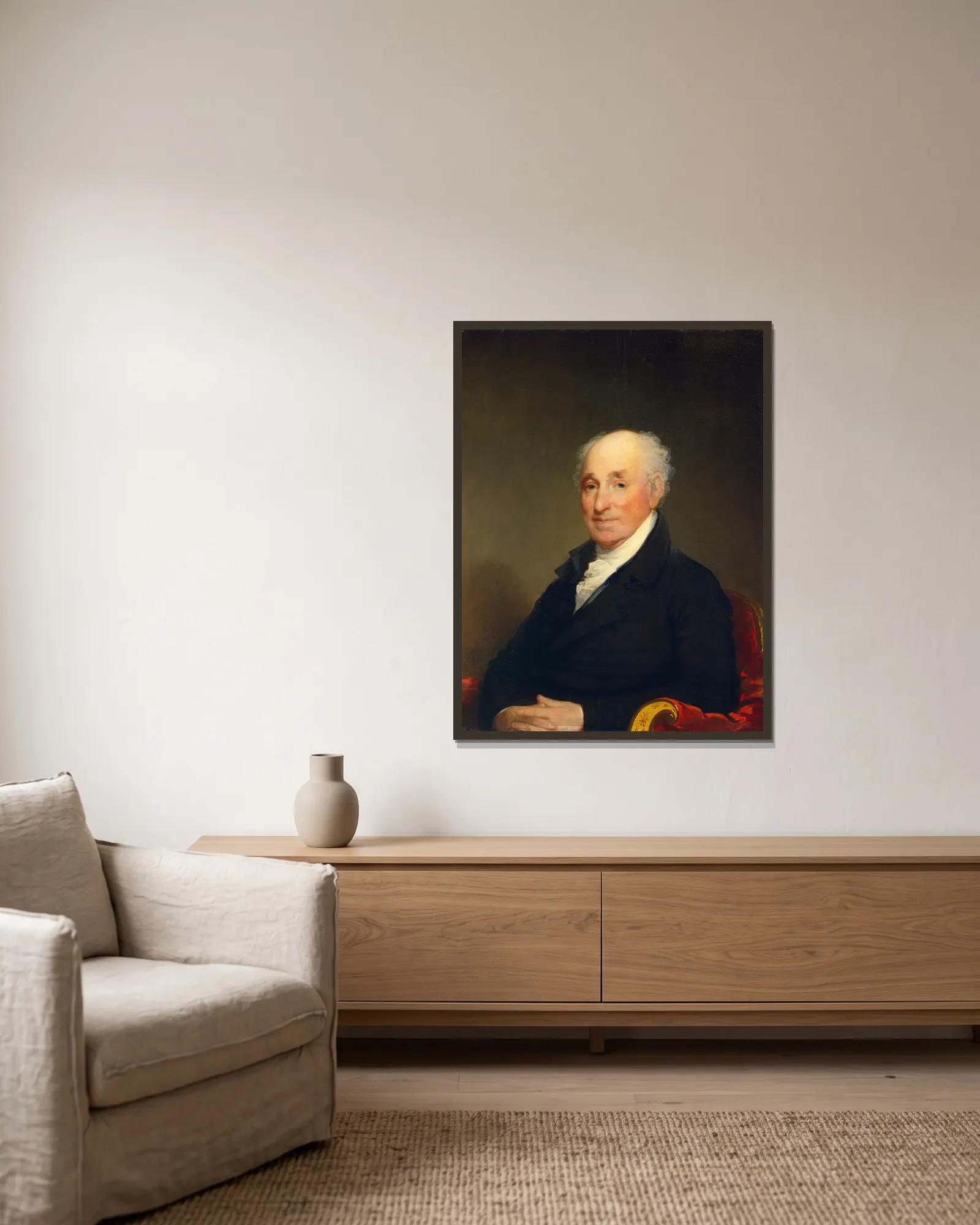 General Amasa Davis av Gilbert Stuart inramad på en vägg