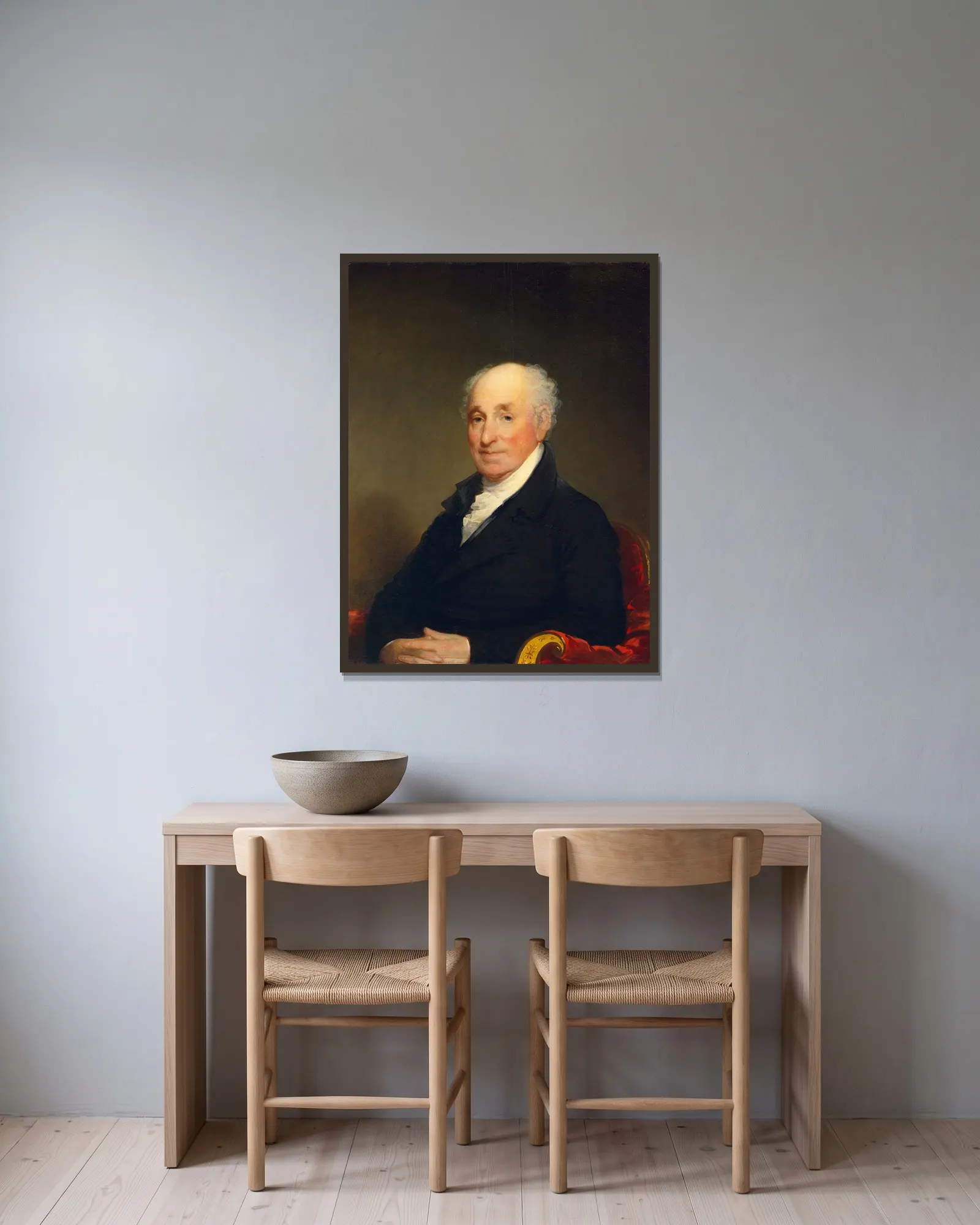 General Amasa Davis av Gilbert Stuart inramad på en vägg