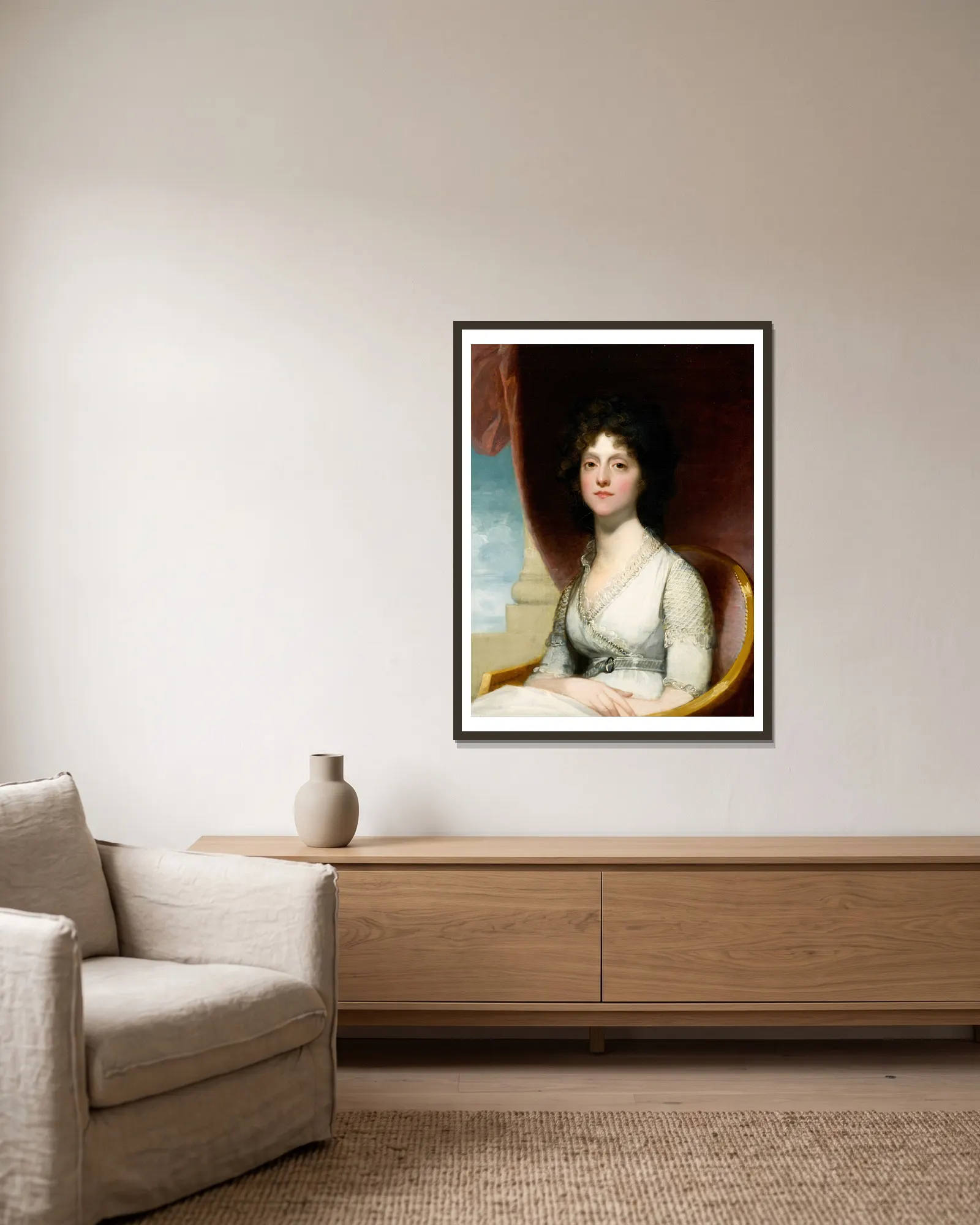 Marianne Ashley Walker av Gilbert Stuart inramad på en vägg