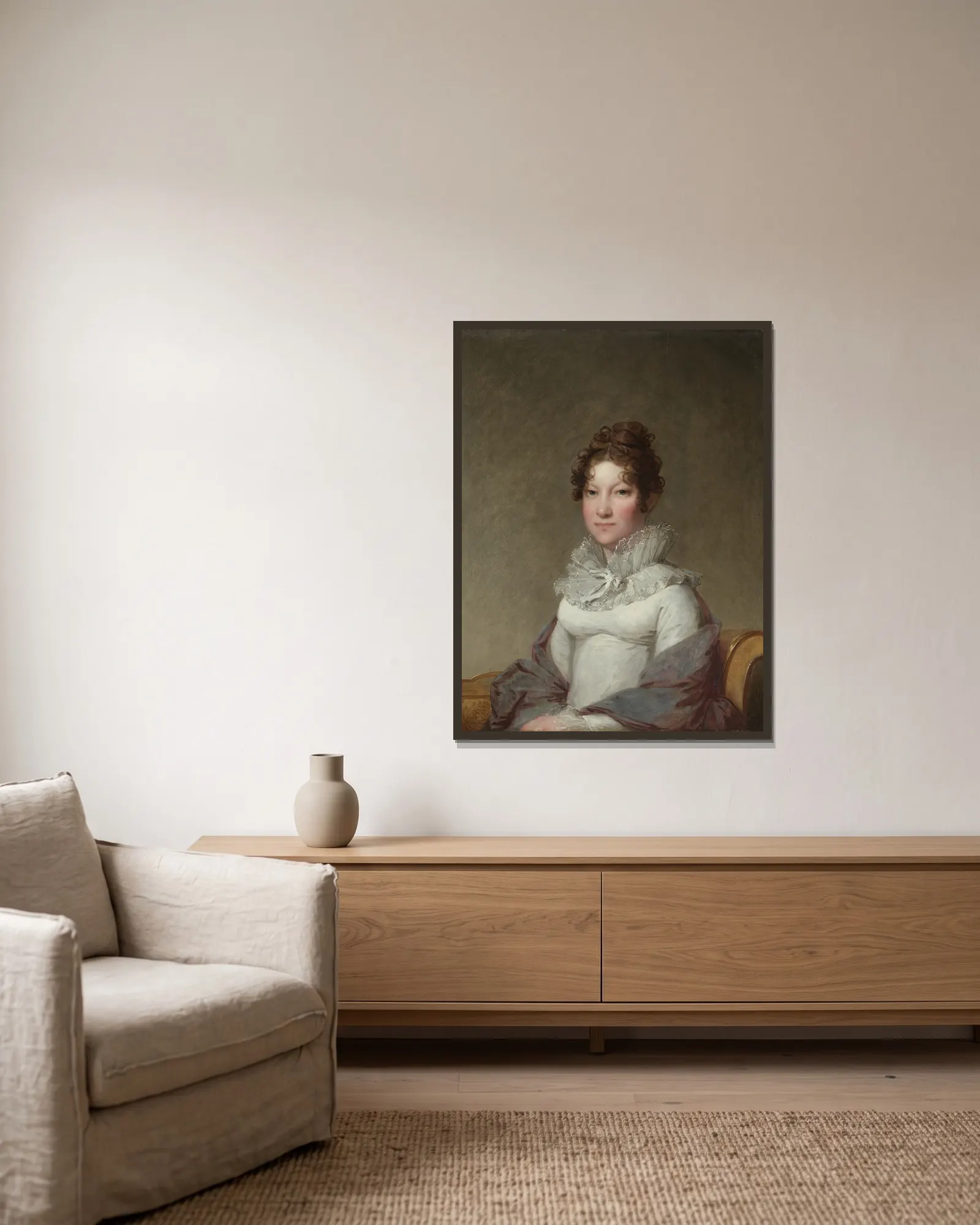 Mary Campbell Stuart av Gilbert Stuart inramad på en vägg