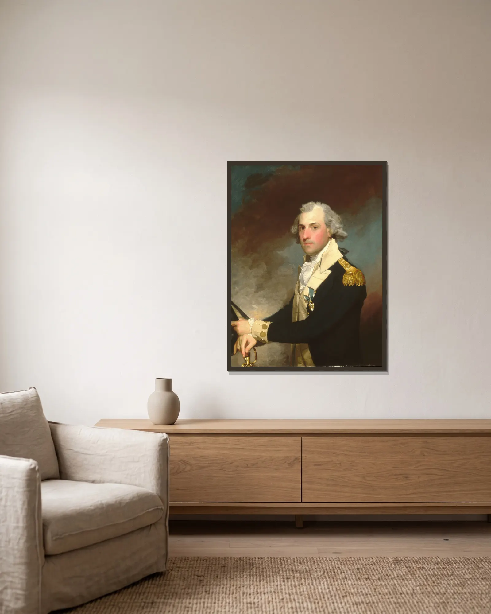 Matthew Clarkson av Gilbert Stuart inramad på en vägg