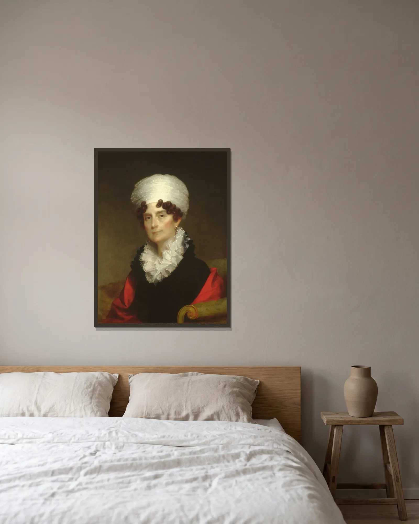 Mrs. Andrew Sigourney av Gilbert Stuart inramad på en vägg