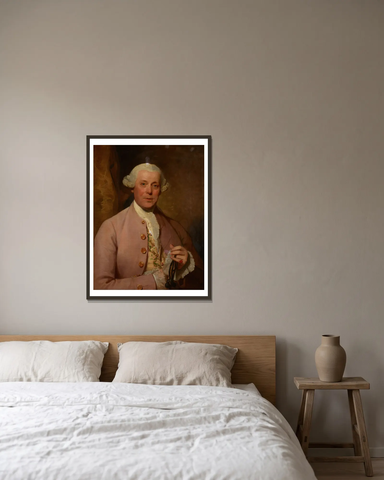 Portrait of Henry Lambert av Gilbert Stuart inramad på en vägg