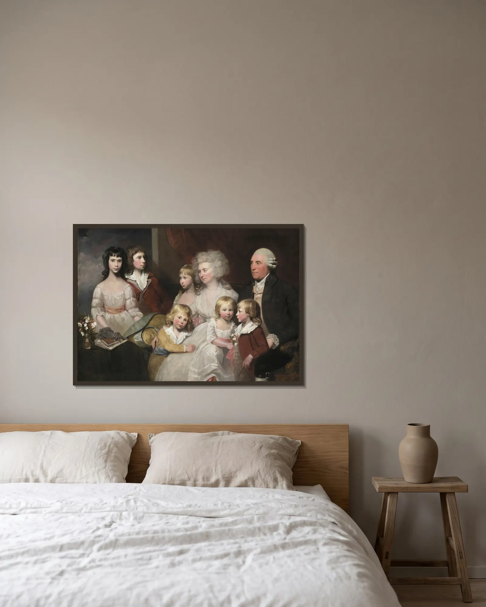 The Todd Family av Gilbert Stuart inramad på en vägg