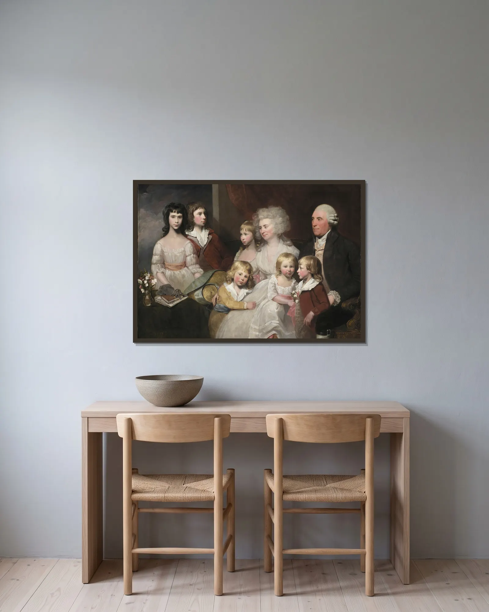 The Todd Family av Gilbert Stuart inramad på en vägg