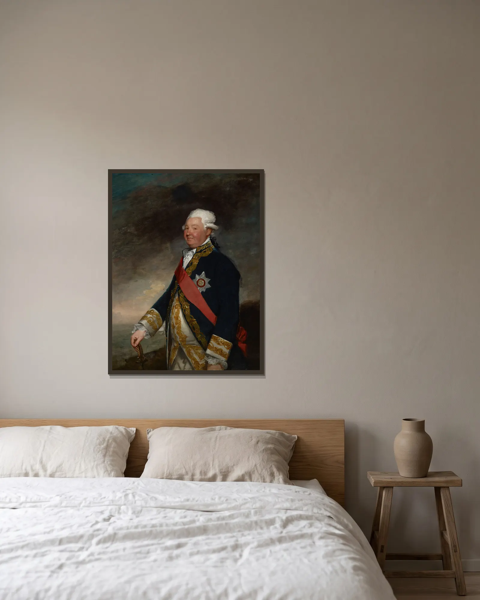 Vice-Admiral Edward Hughes av Gilbert Stuart inramad på en vägg