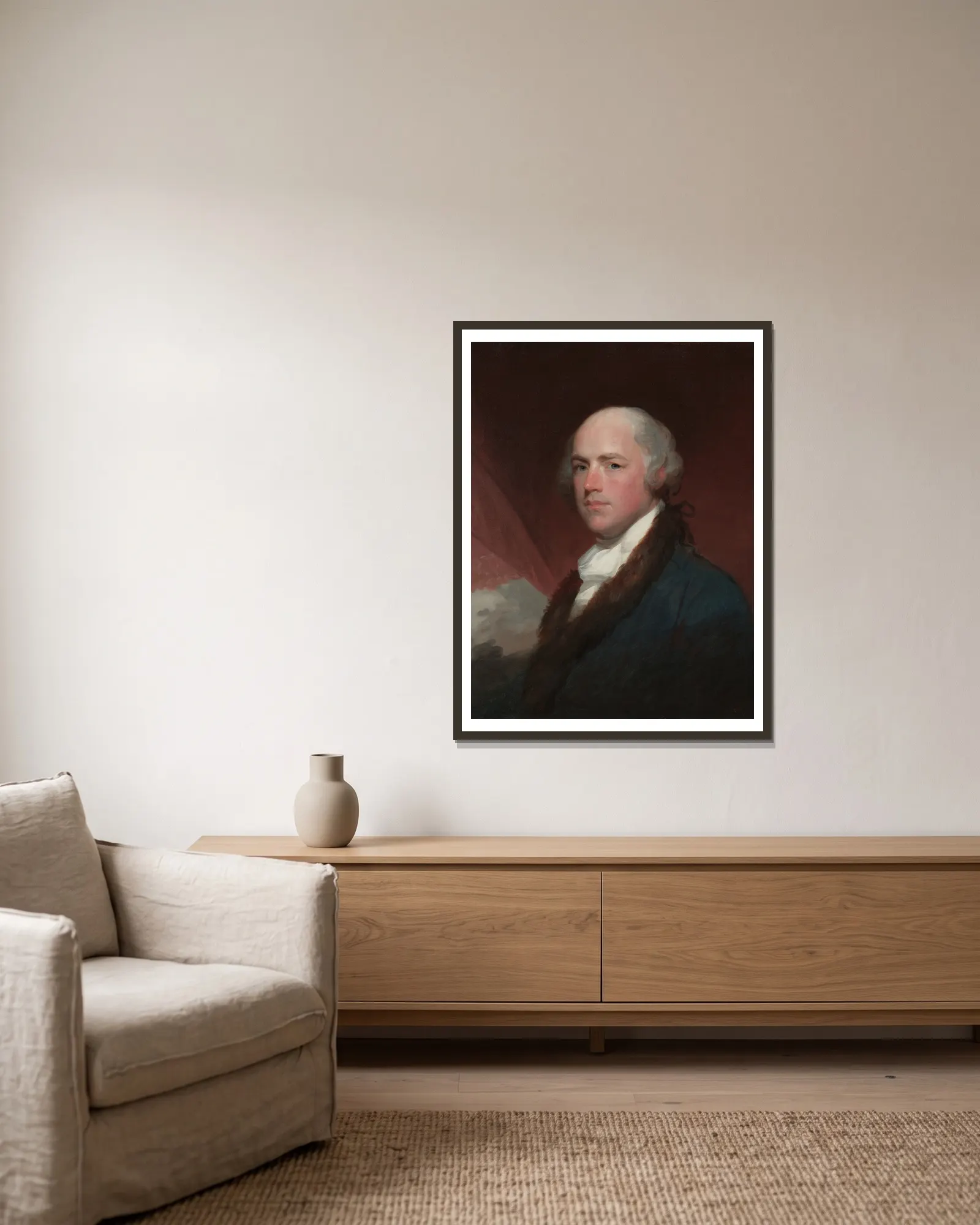 Wilson Cary Nicholas av Gilbert Stuart inramad på en vägg