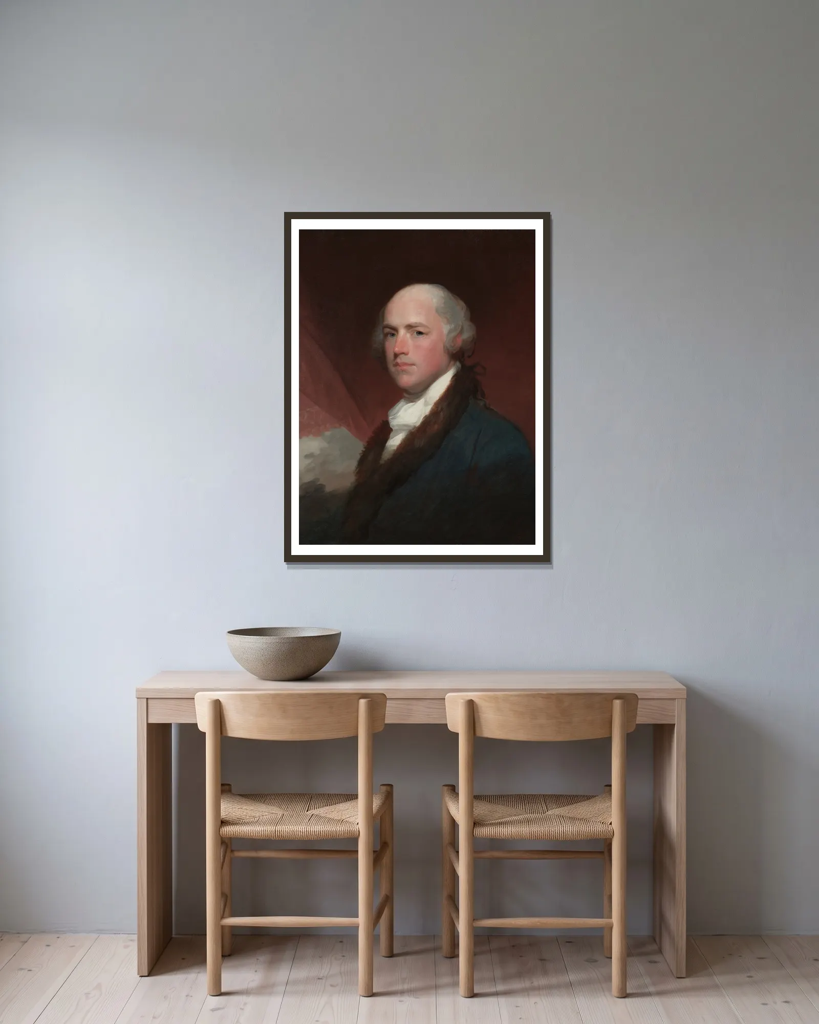 Wilson Cary Nicholas av Gilbert Stuart inramad på en vägg