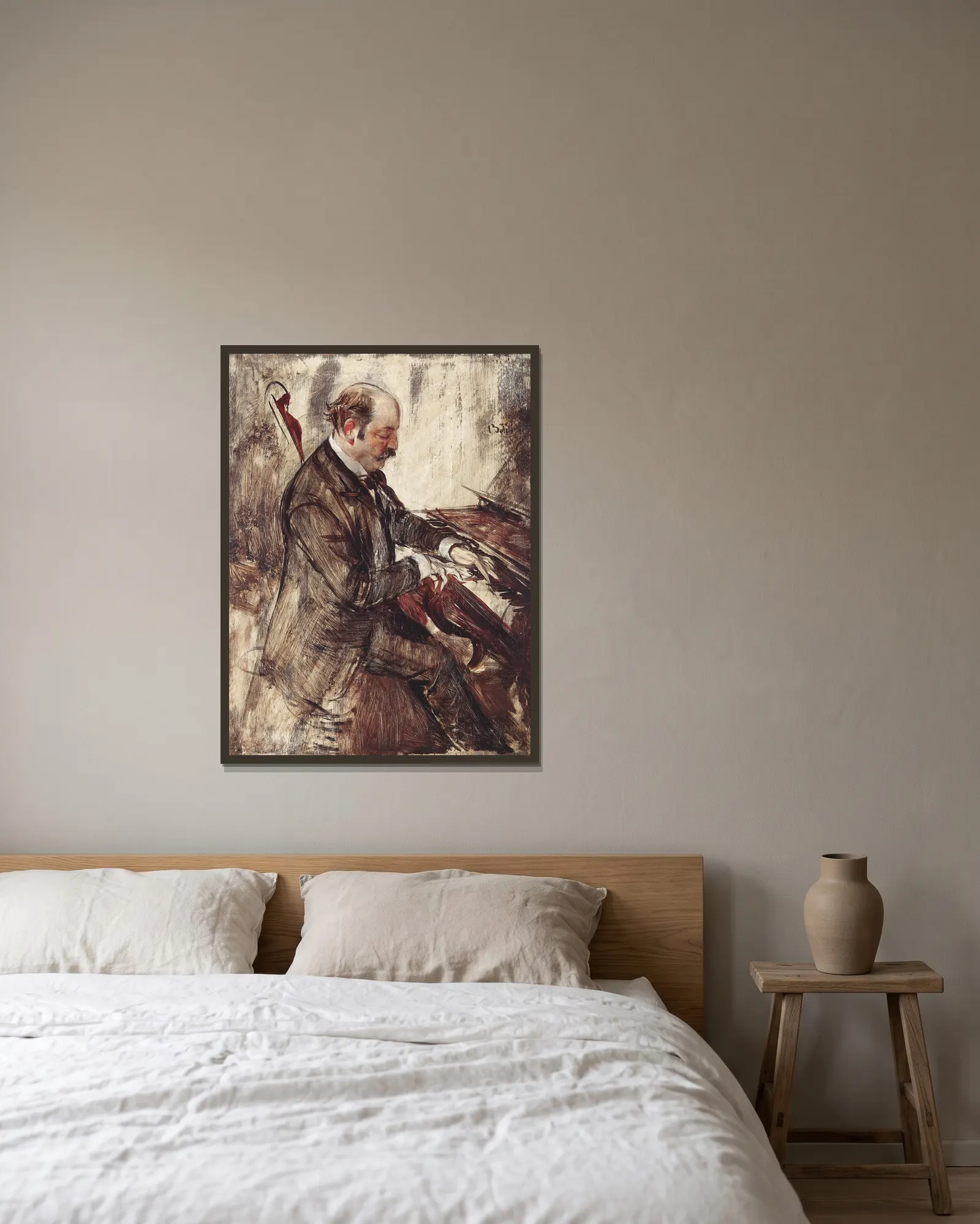 Der Pianist av Giovanni Boldini inramad på en vägg