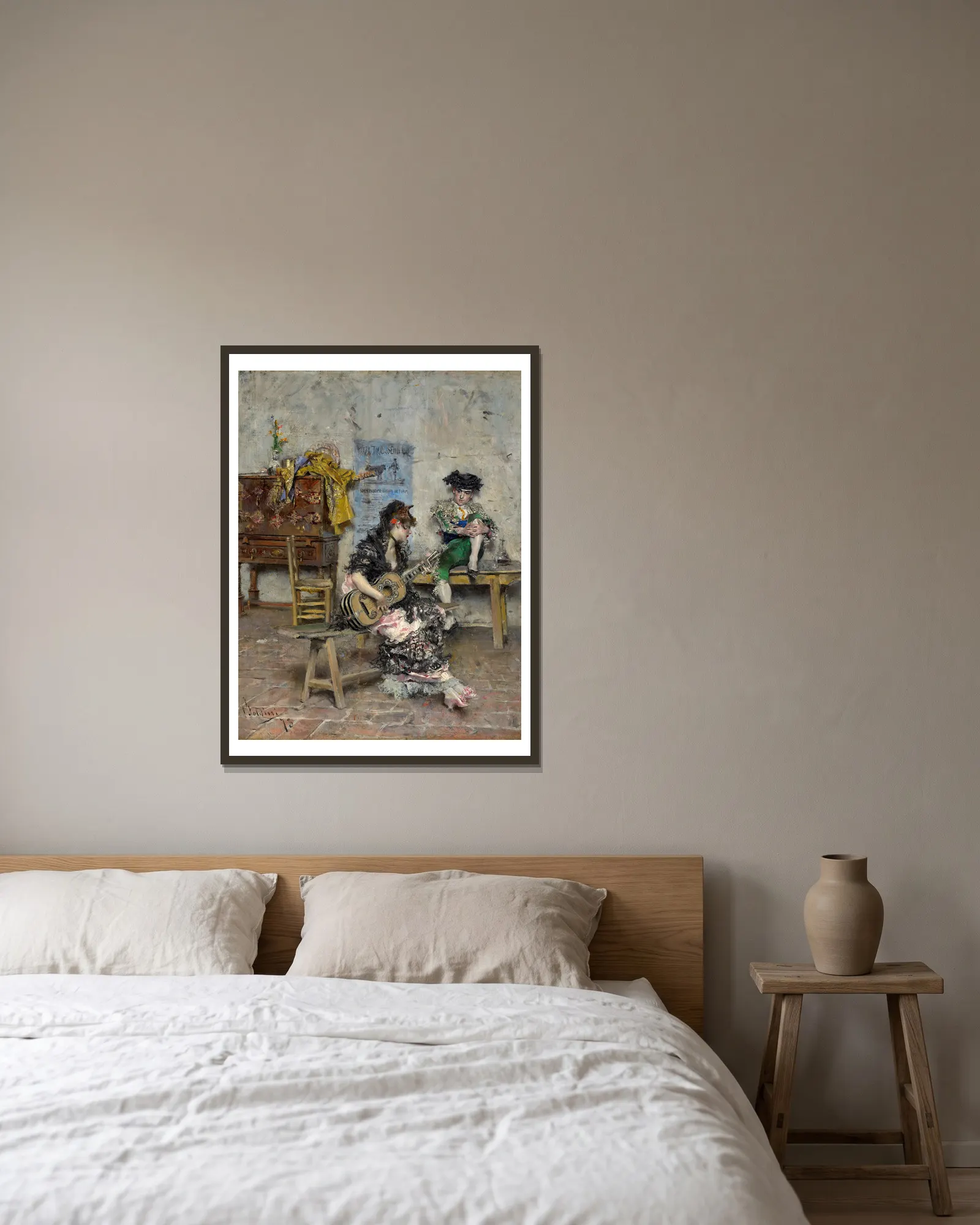 Guitar Player av Giovanni Boldini inramad på en vägg