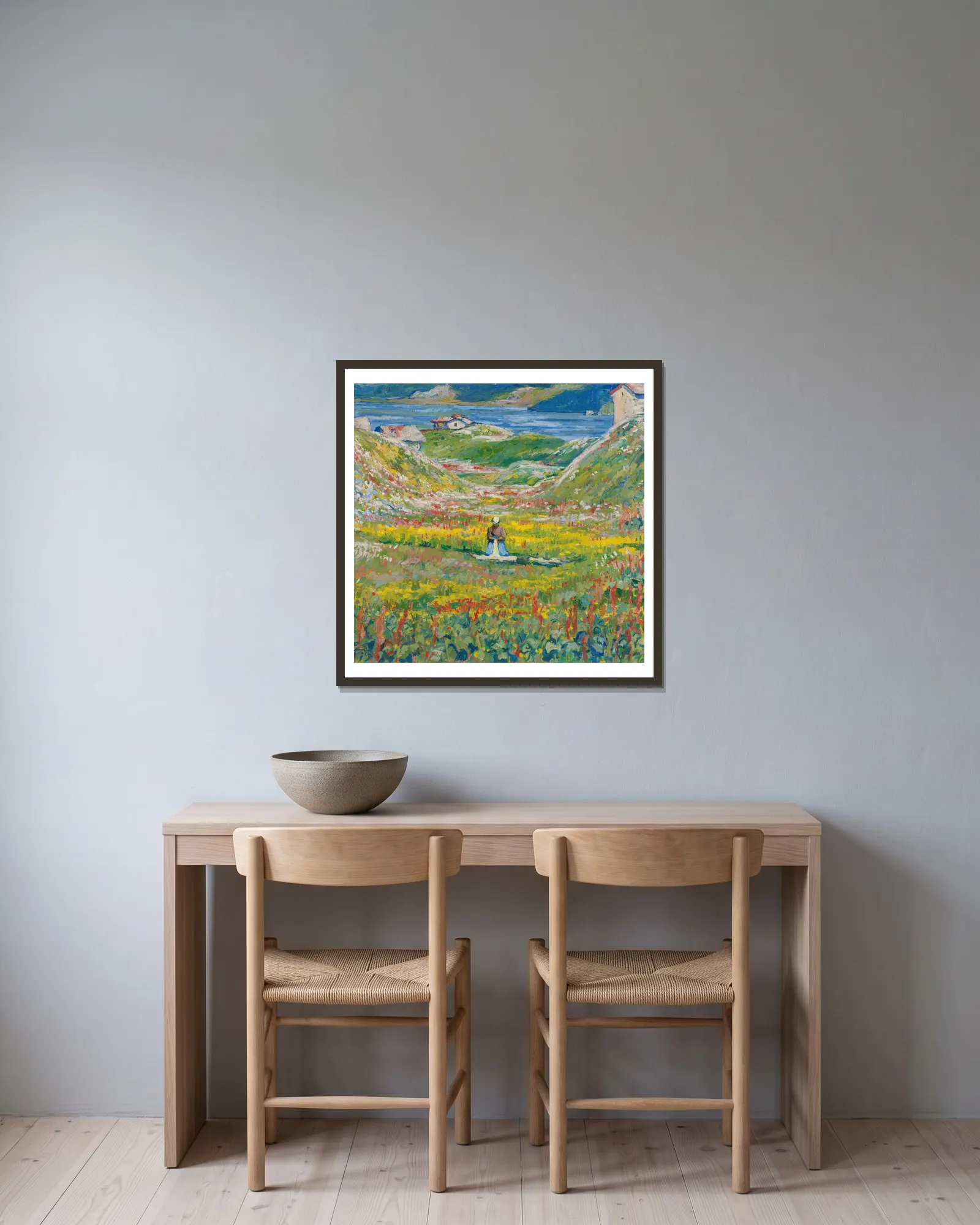 Blooming Valley av Giovanni Giacometti inramad på en vägg