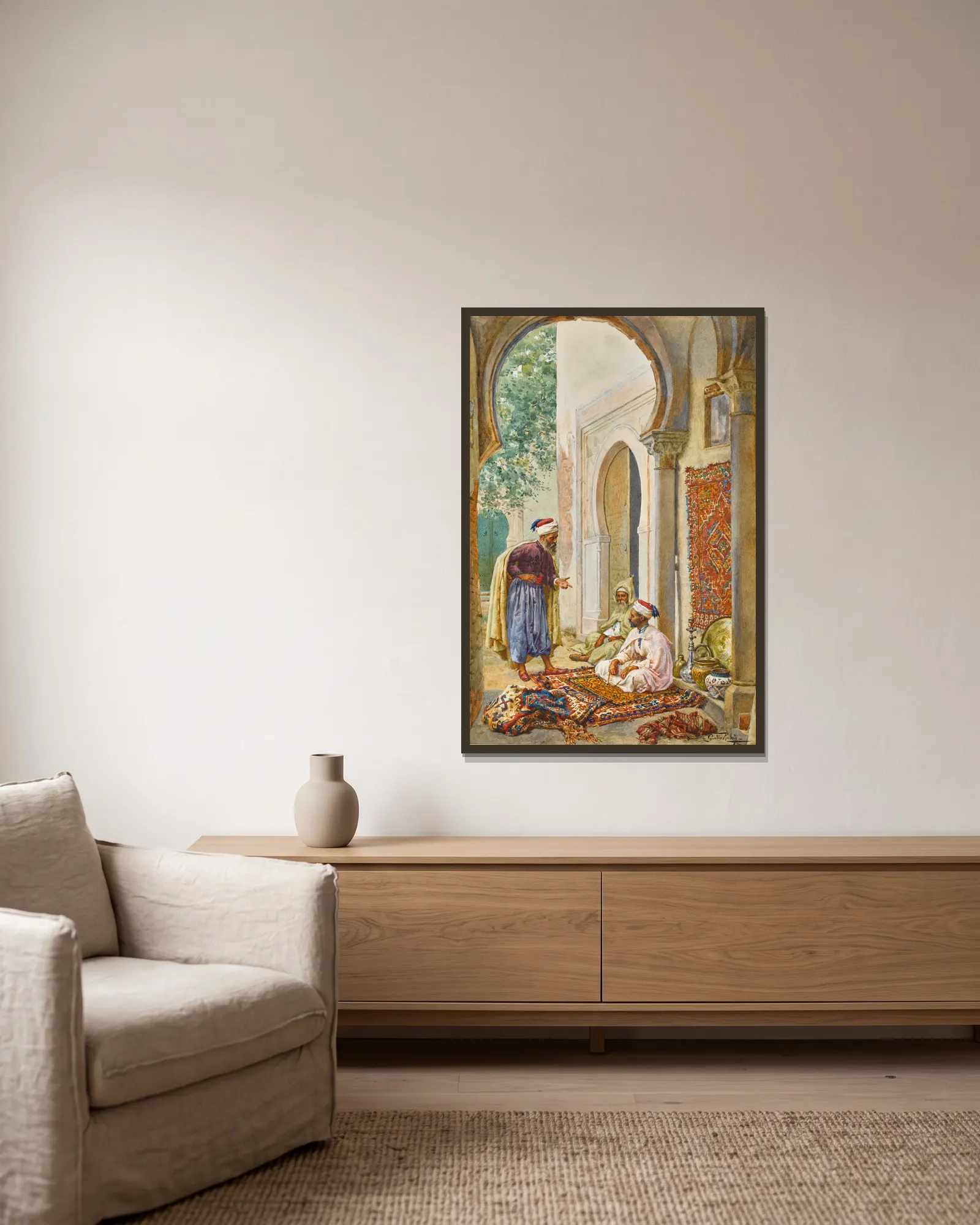 The Merchant av Giulio Rosati inramad på en vägg