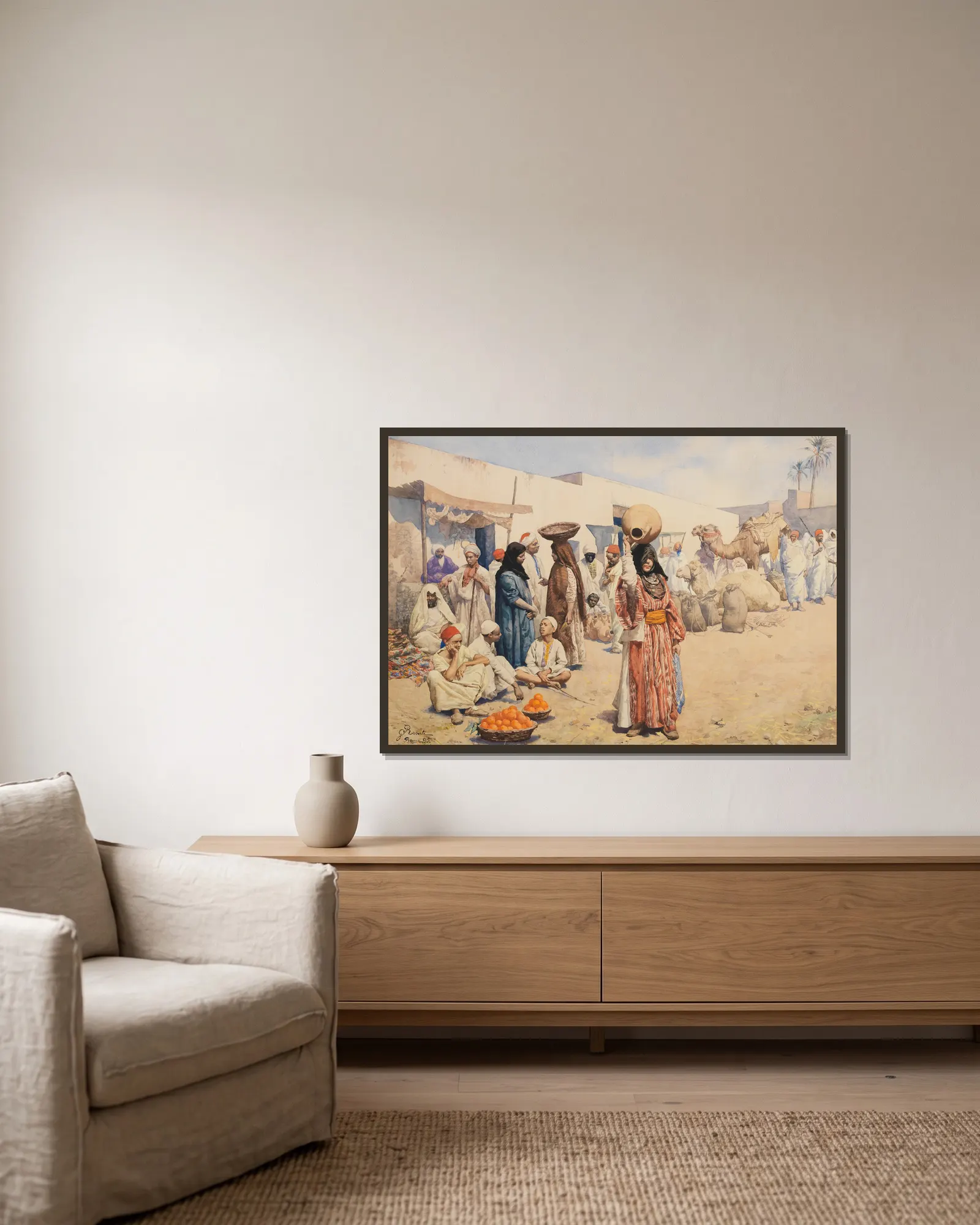 The orange sellers av Giulio Rosati inramad på en vägg