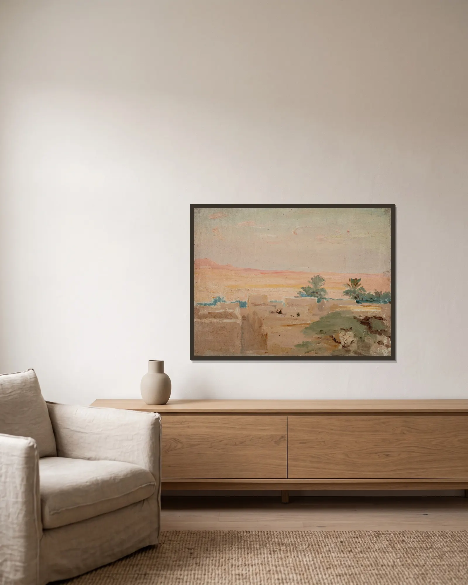 Biskra – Desert (Evening) av Jan Ciągliński inramad på en vägg
