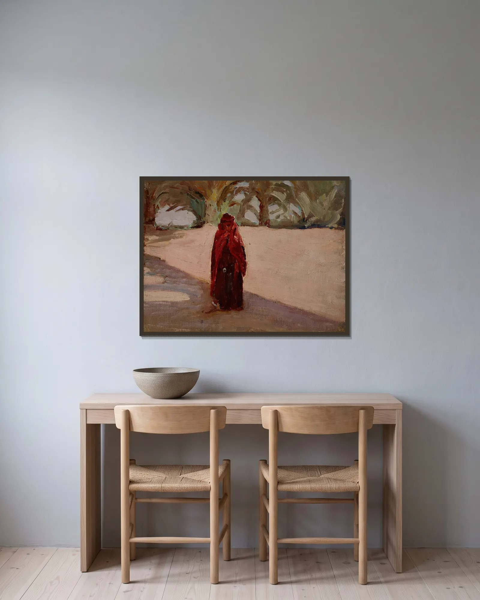 Biskra (A Girl) av Jan Ciągliński inramad på en vägg