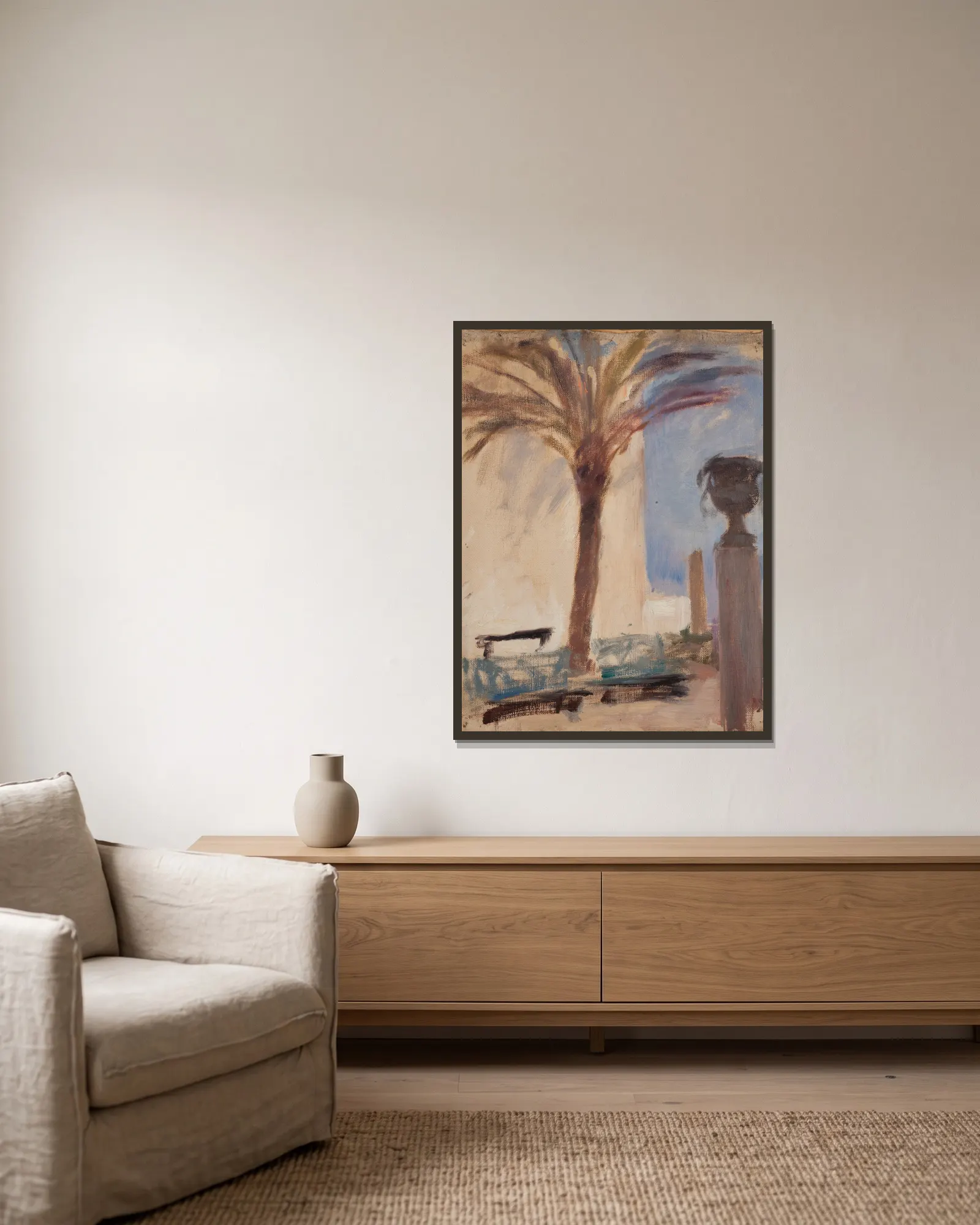 Taormina (Palms near the Hotel) av Jan Ciągliński inramad på en vägg