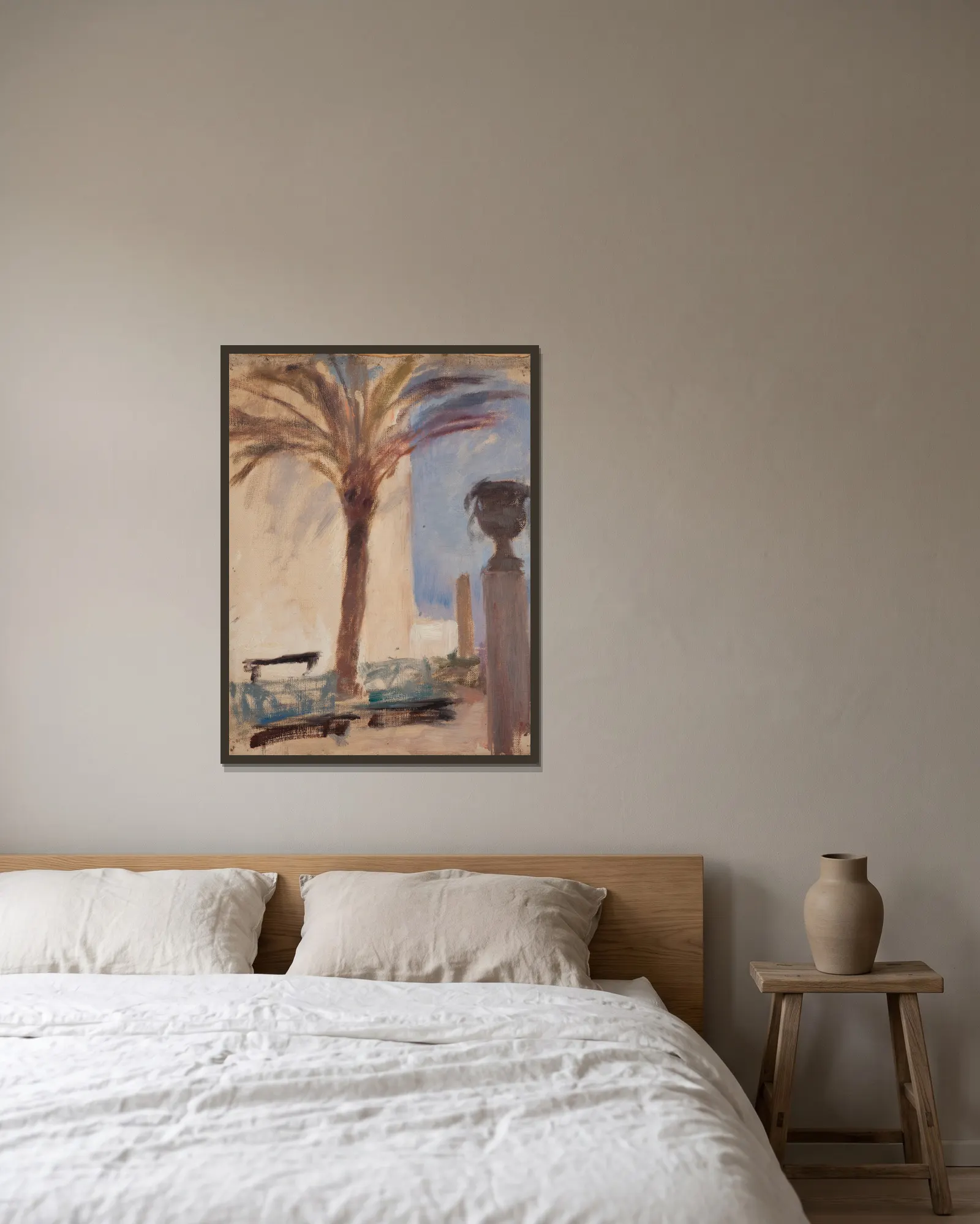 Taormina (Palms near the Hotel) av Jan Ciągliński inramad på en vägg