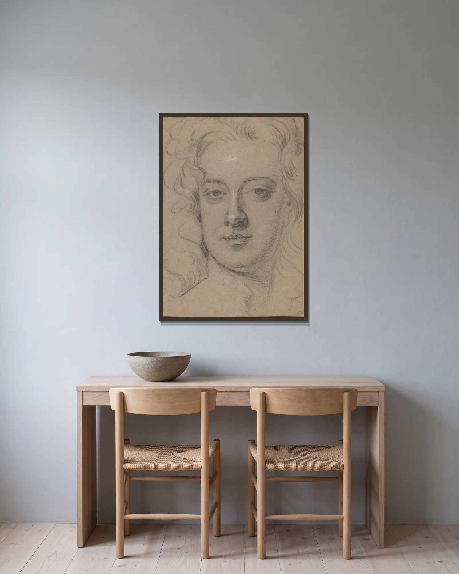 Anthony Henley av Sir Godfrey Kneller inramad på en vägg